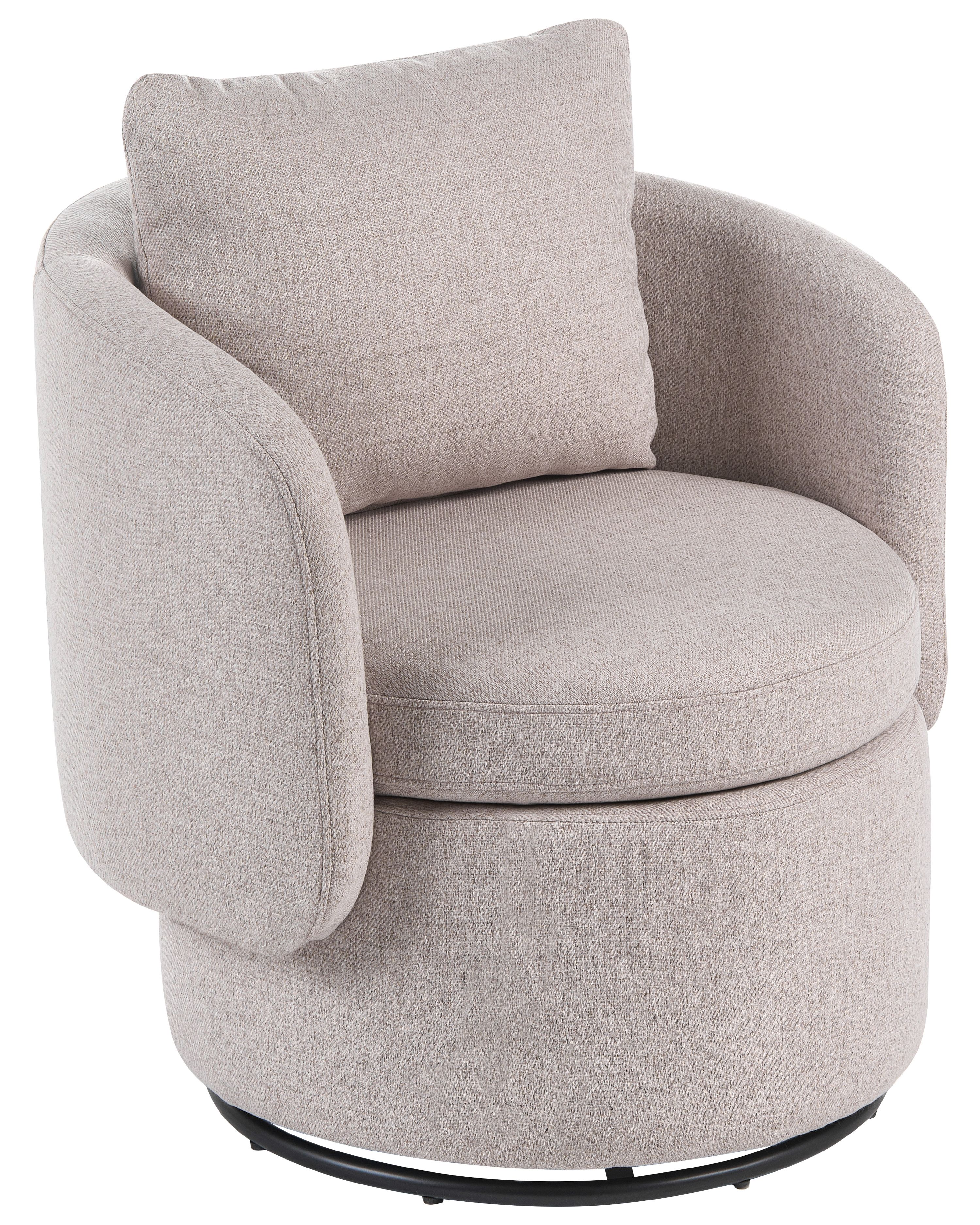 Swivel Armchair HORSENS with Storage Fabric Beige