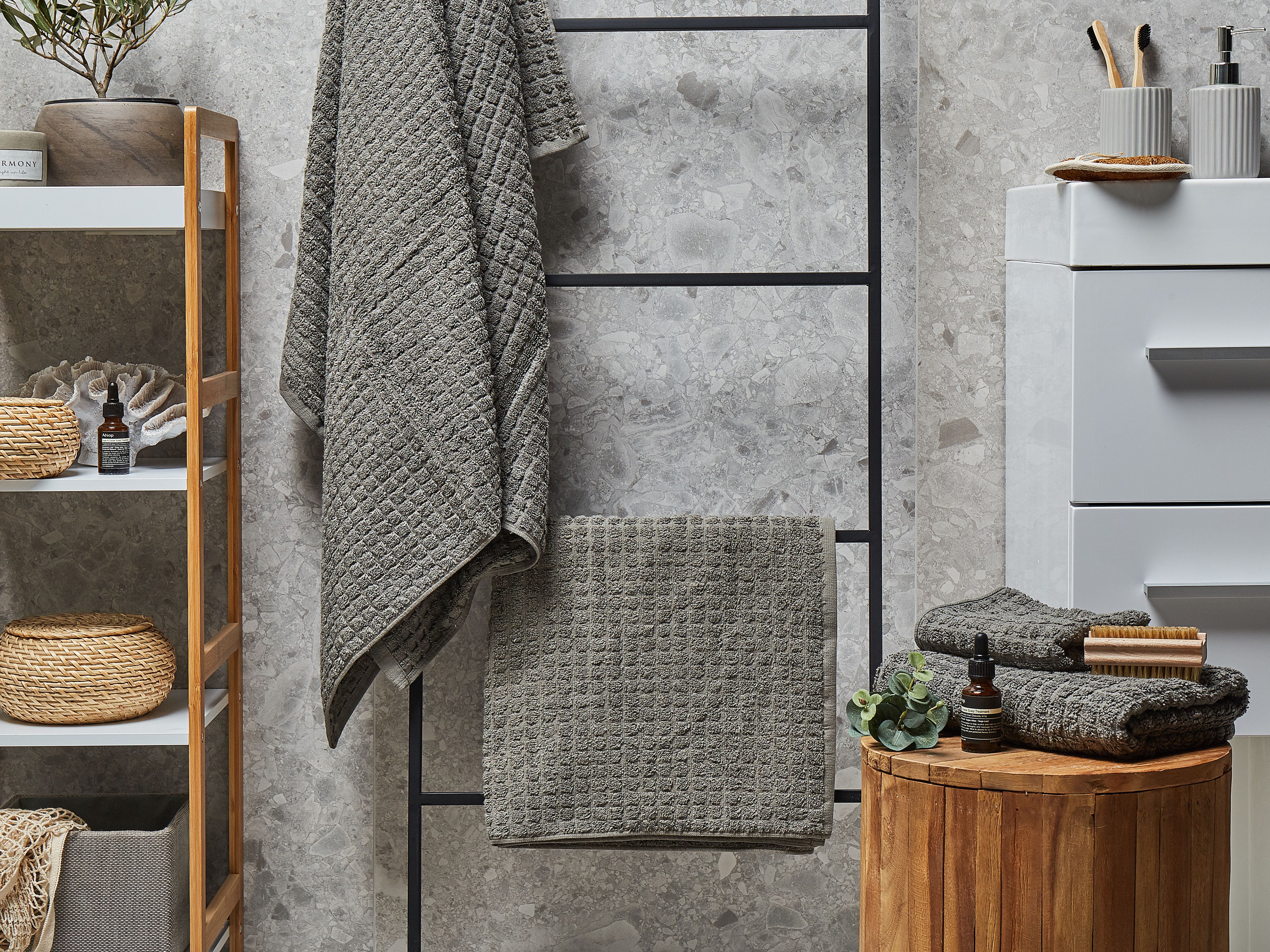 Set of 4 Towels ATAI Cotton Grey