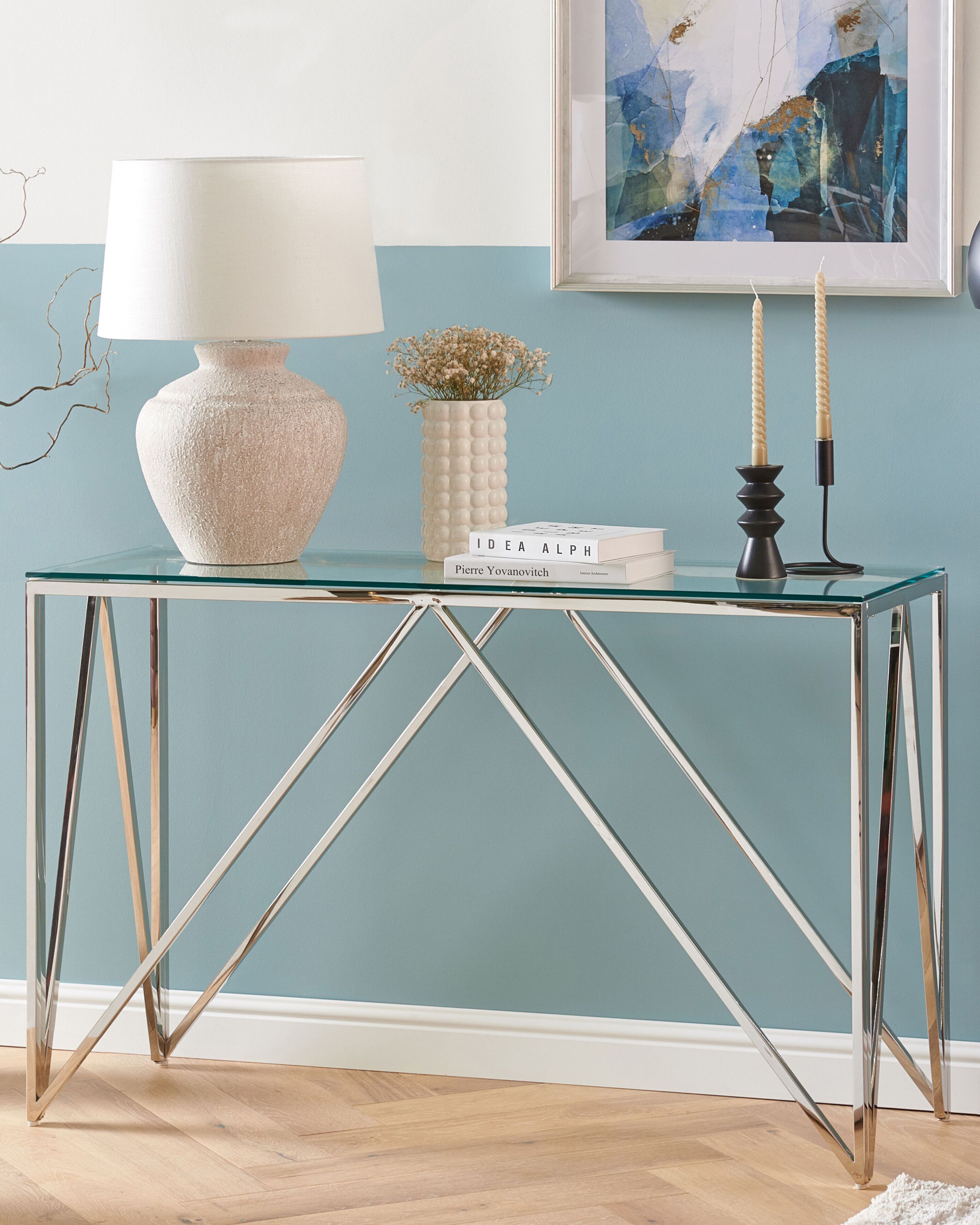 Console Table WESO Tempered Glass Silver