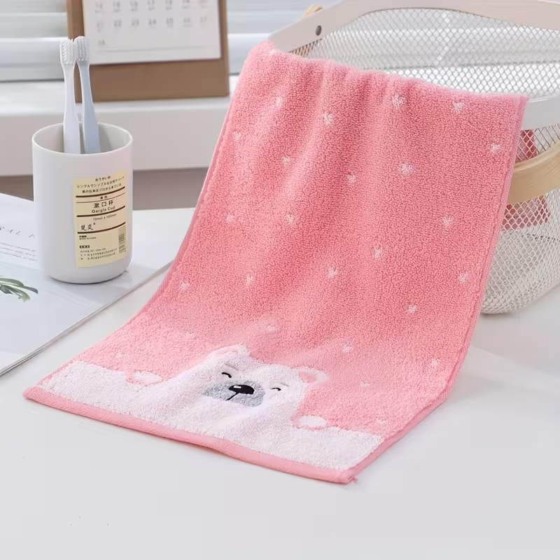 Cute Polar Bear Printed Woven Towel Eco-Friendly Quick-Dry Home Use Hand Towel