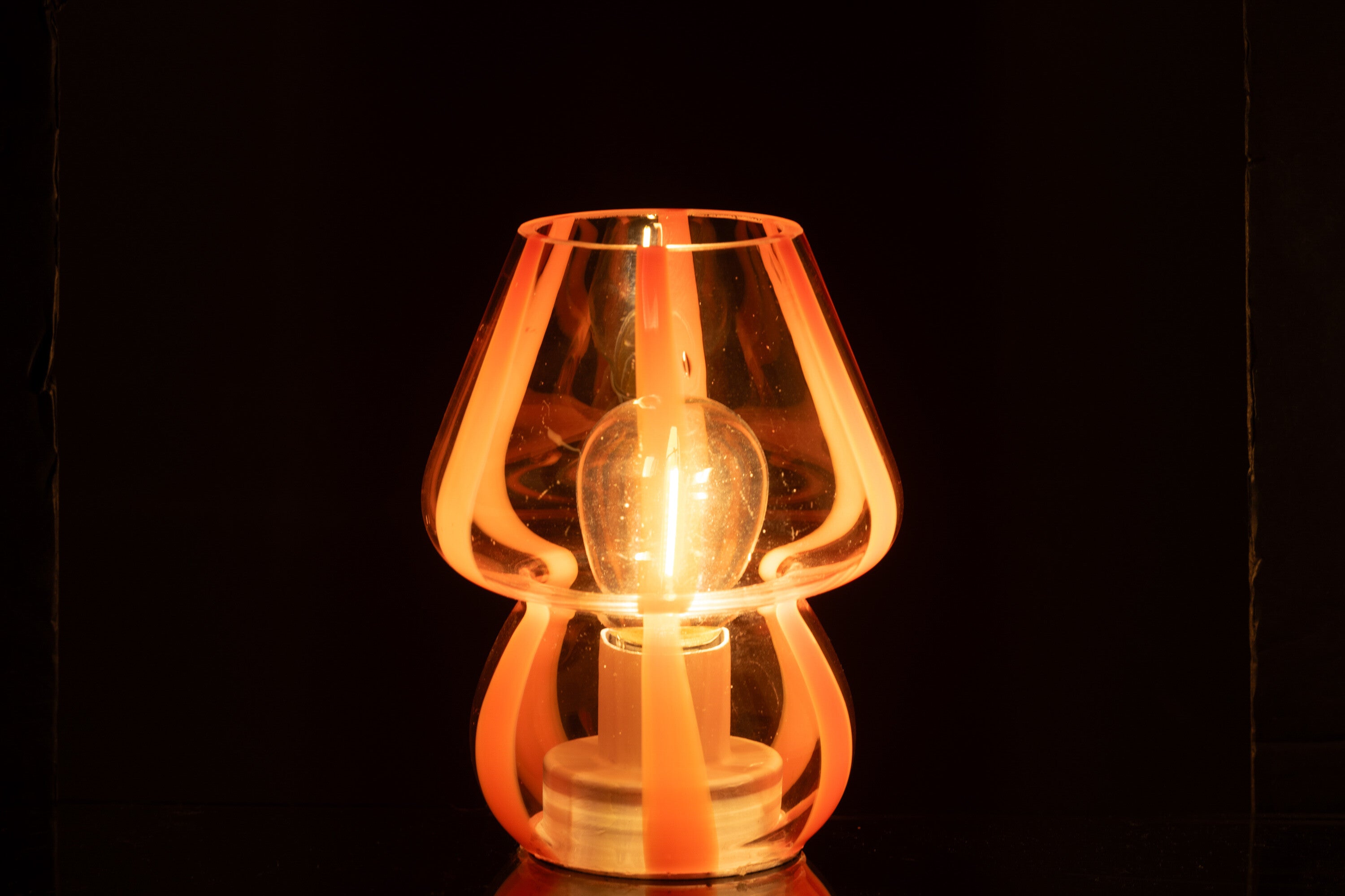 J-Line tafellamp Strepen - glas - transparant oranje - small