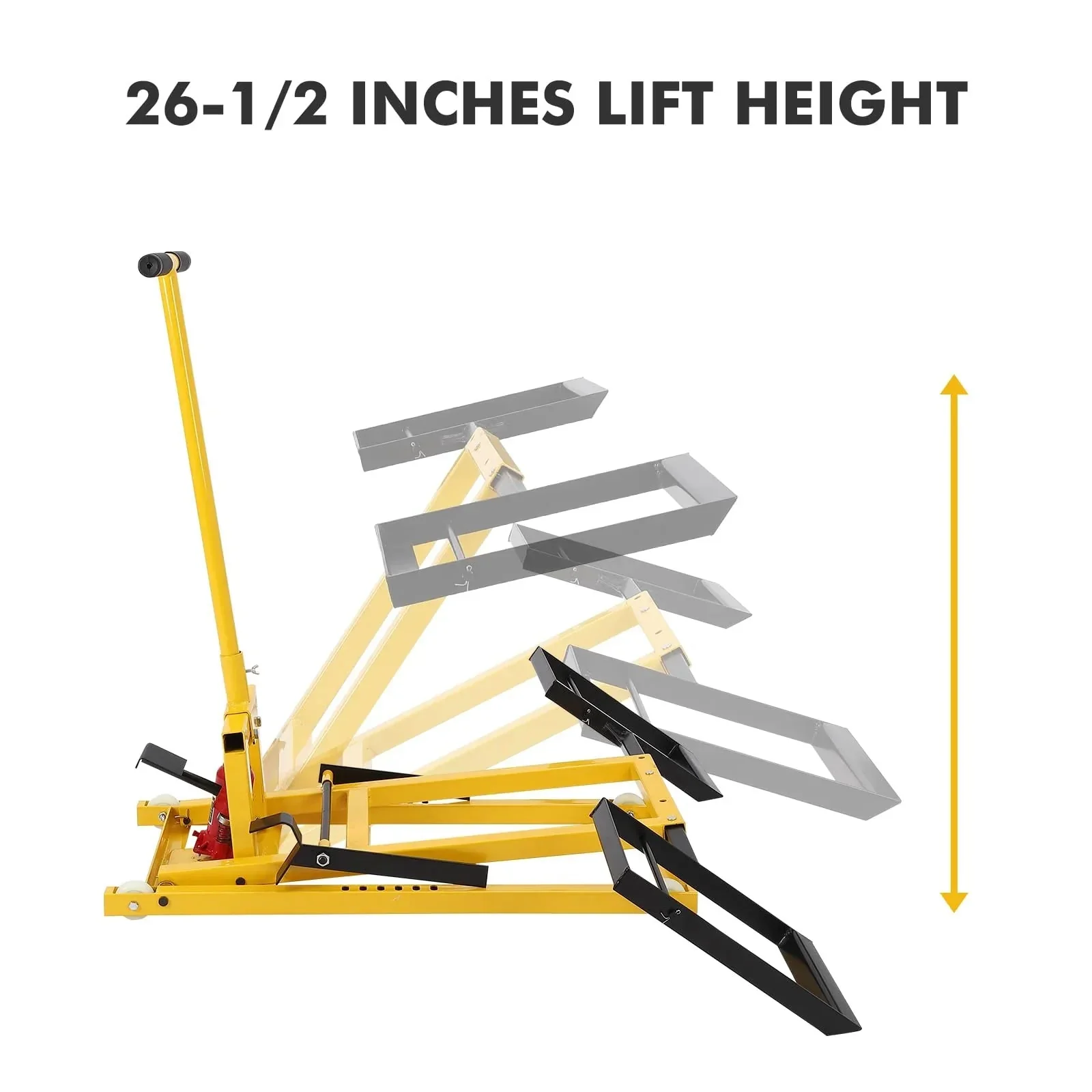 Lawn Mower Lift With Hydraulic Jack, 26 Inches, 500 LBS Capacity, Yellow - PHO_13L5VR2X2L - Image 12 Lawn Mower Lift With Hydraulic Jack, 26 Inches, 500 LBS Capacity, Yellow - PHO_13L5VR2X2L - Image 12
