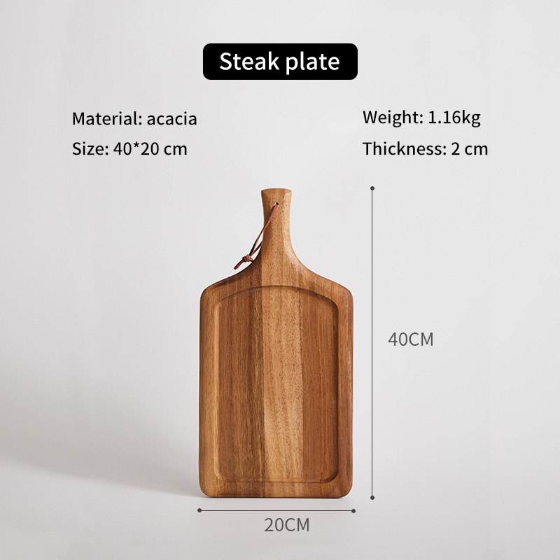 Kitchen Wood Round Pizza Serving Board Food Tray Rectangular Acacia Wooden Steak Plate Chopping Board