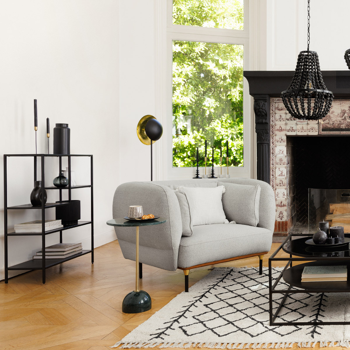 Shelf "Gota" Black metal, 75x100 cm