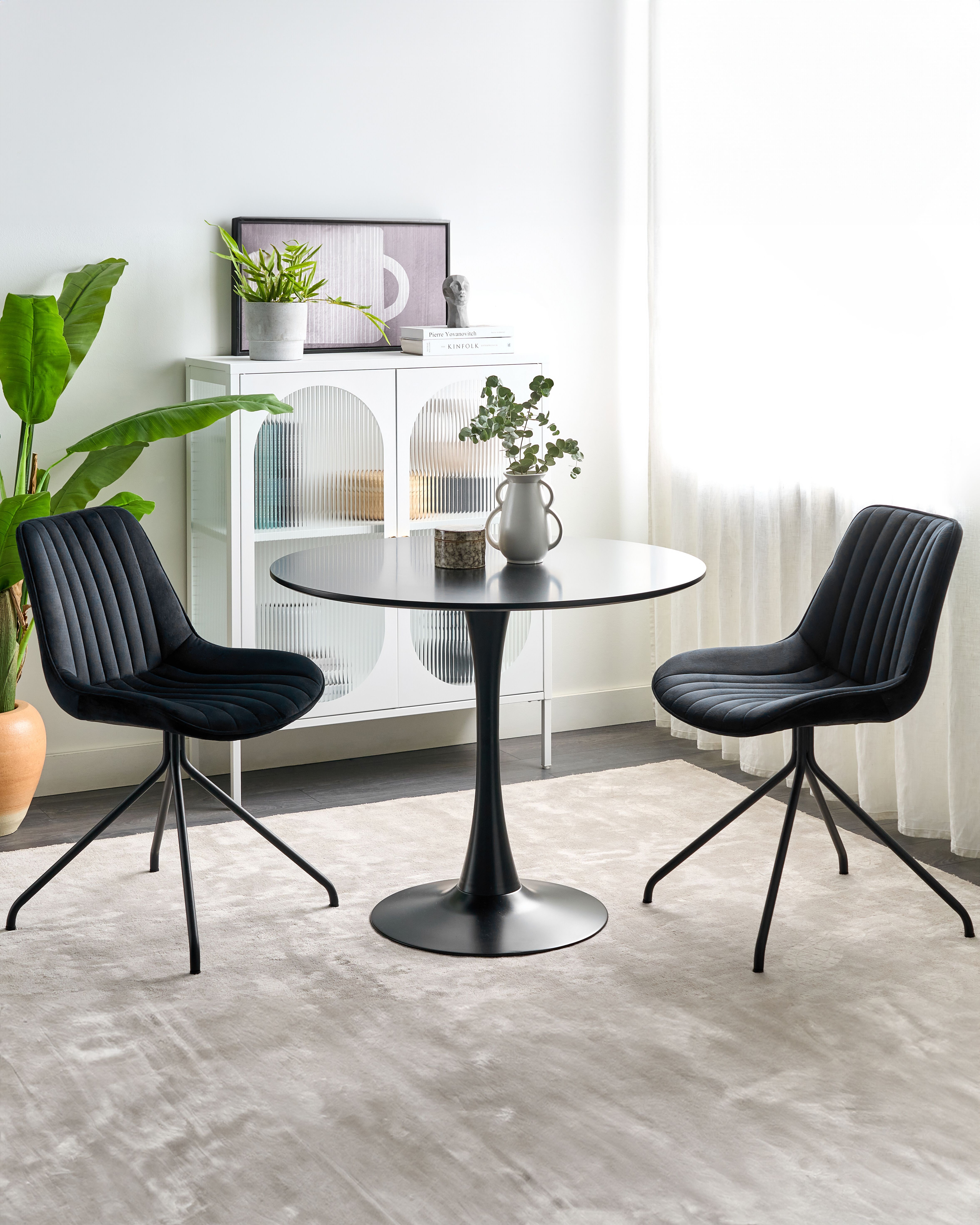 Set of 2 Dining Chairs NAVASOTA Velvet Black