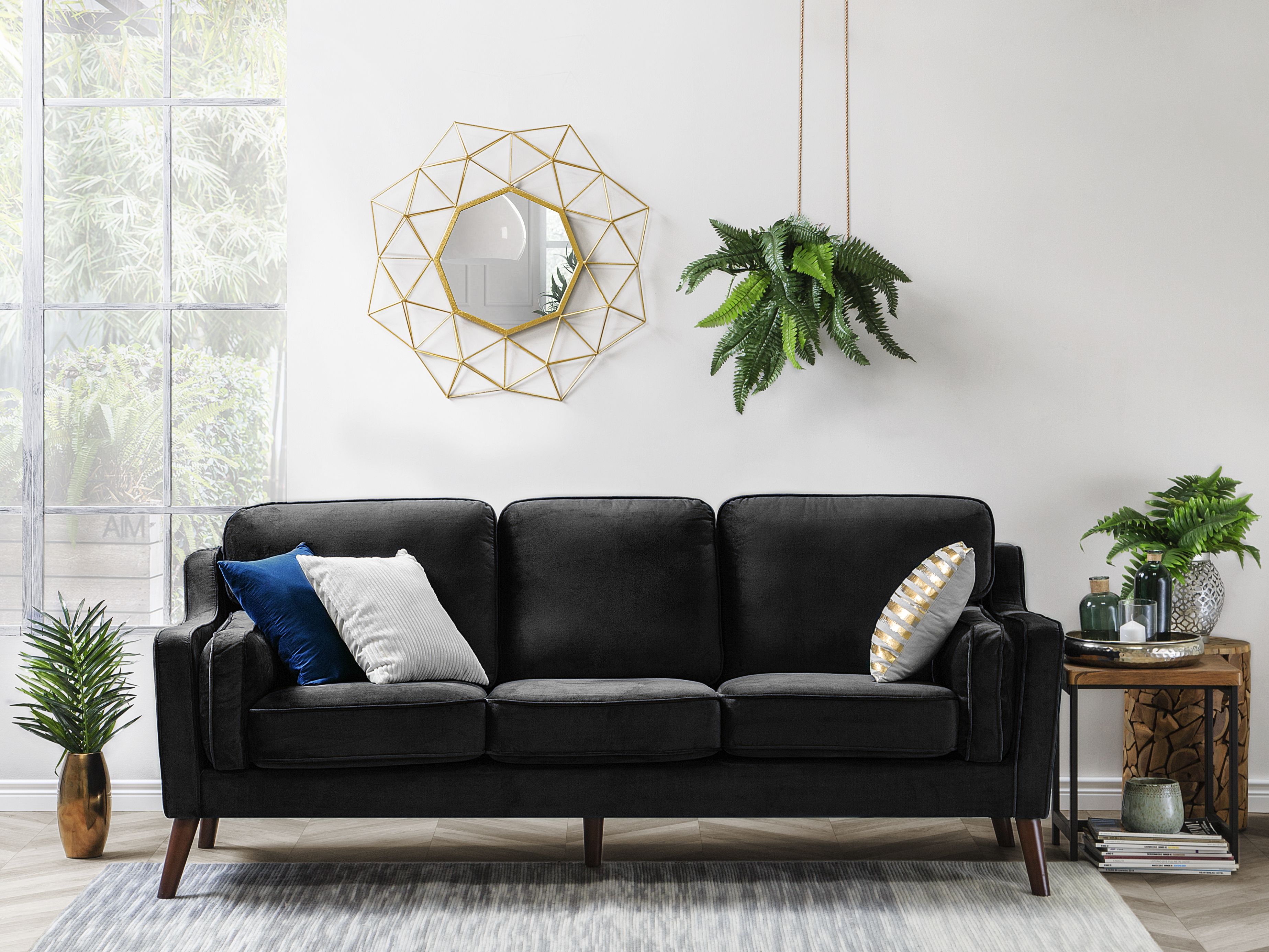 Sofa 3 Seater LOKKA Velvet Black