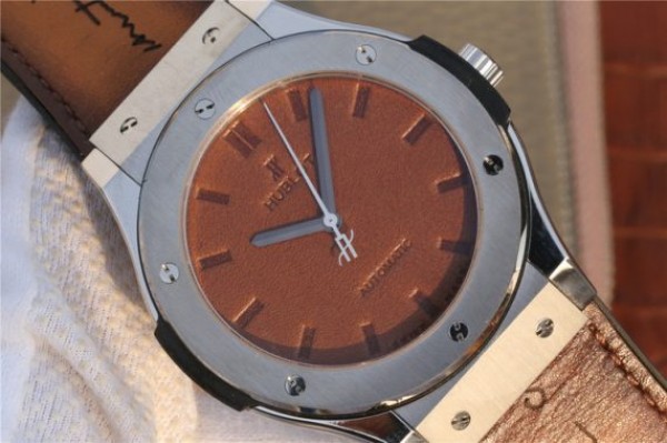 Replica Hublot Classic Fusion 45mm SS Berluti Scritto Brown Leather Dial Gummy Strap A2892 - Top club