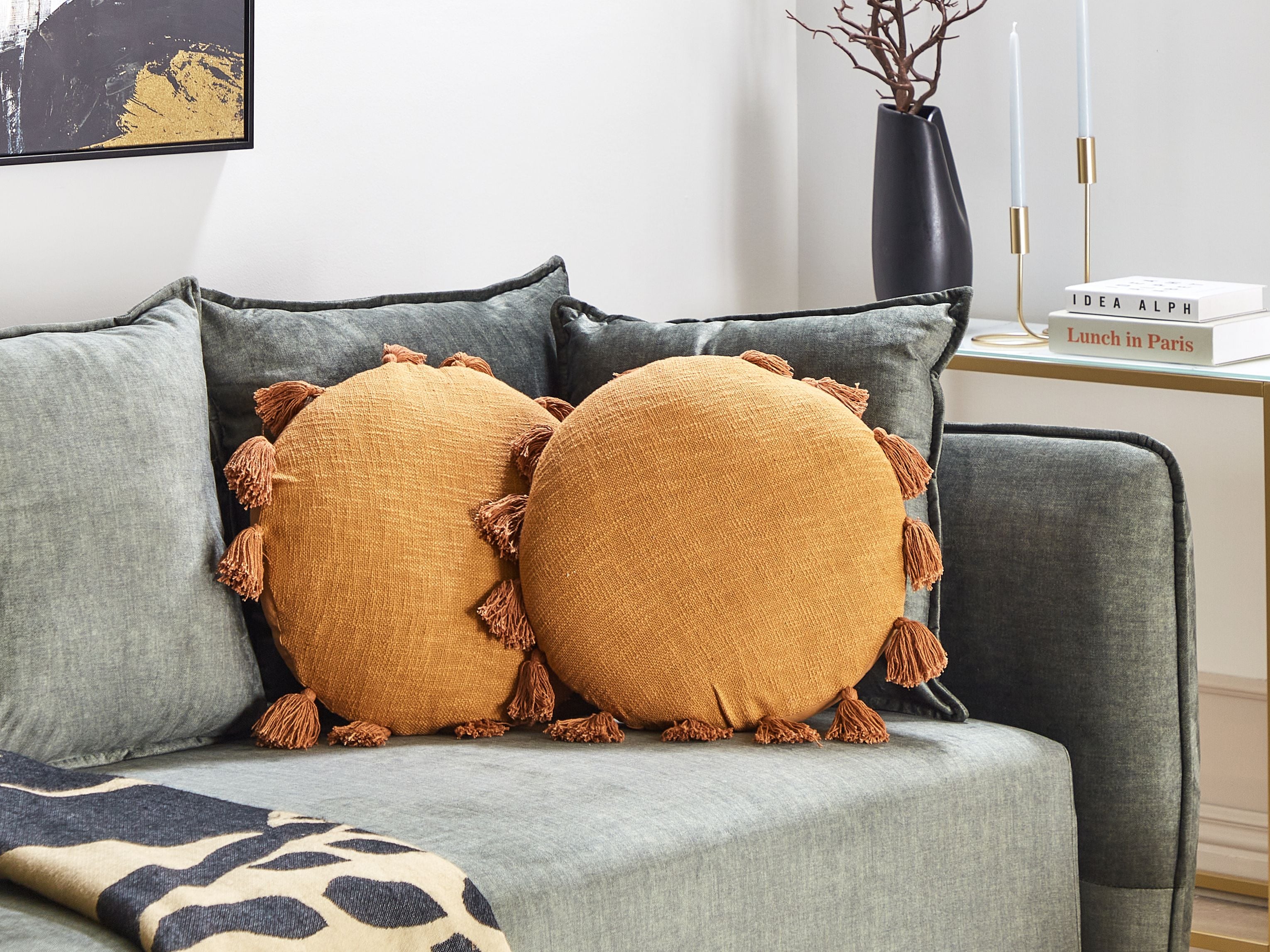 Set of 2 Decorative Cushions MADIA Cotton 45 x 45 cm Orange Solid