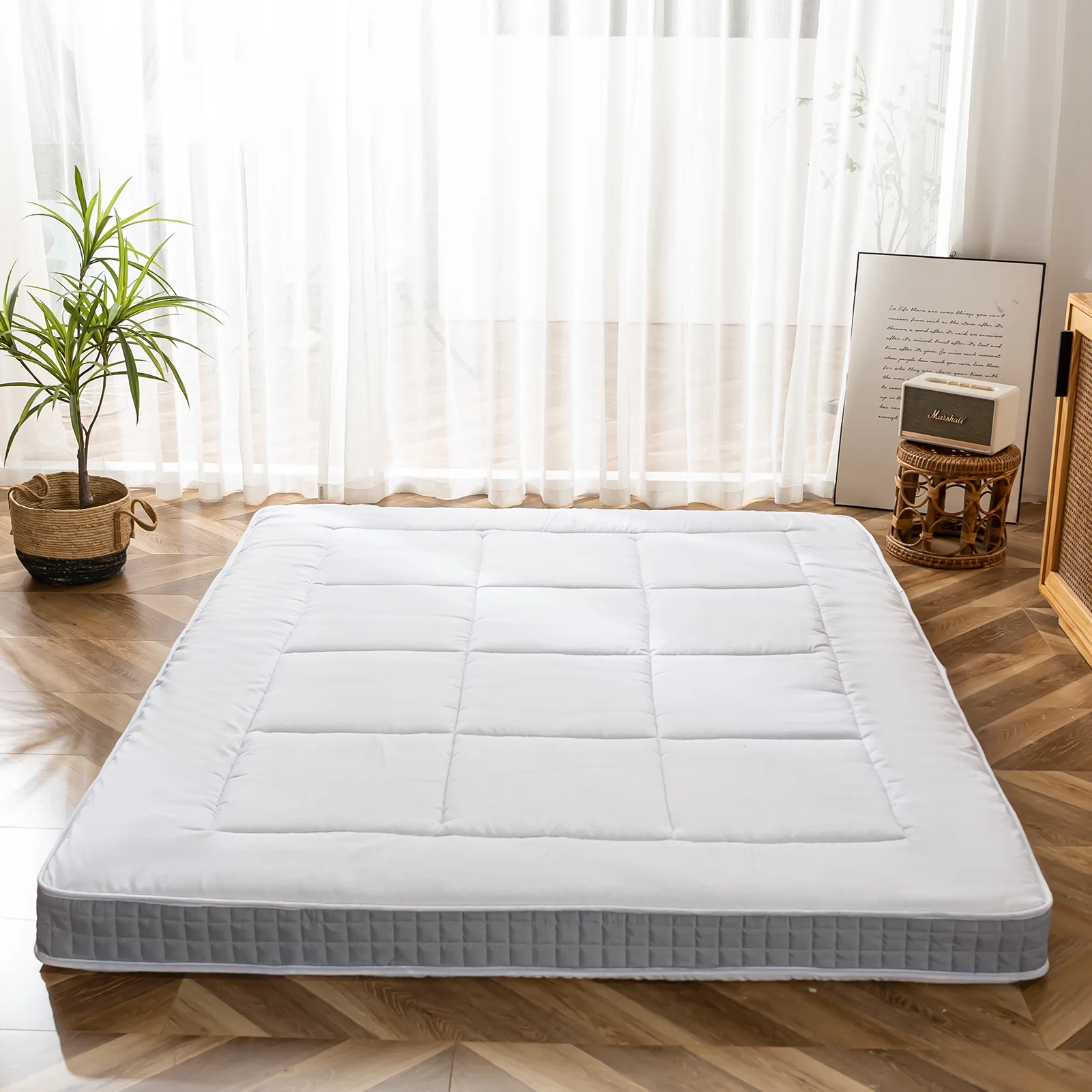 Futon Mattress, Padded Japanese Floor Mattress Quilted Bed Mattress Topper, Extra Thick Folding Sleeping Pad, Dark Grey, Twin - Image 30
