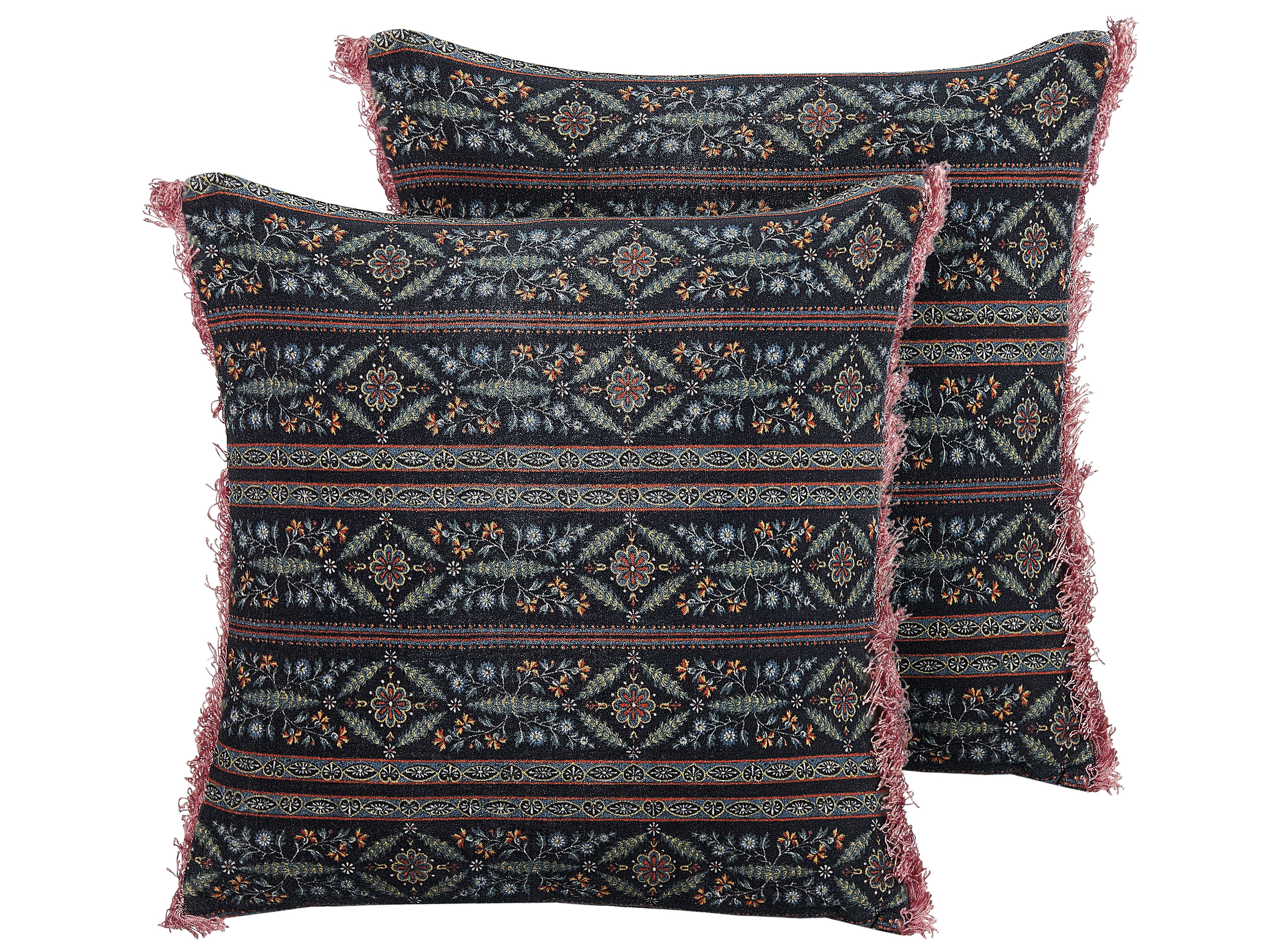 Set of 2 Decorative Cushions RUTA Velvet 45 x 45 cm Multicolour Floral Pattern
