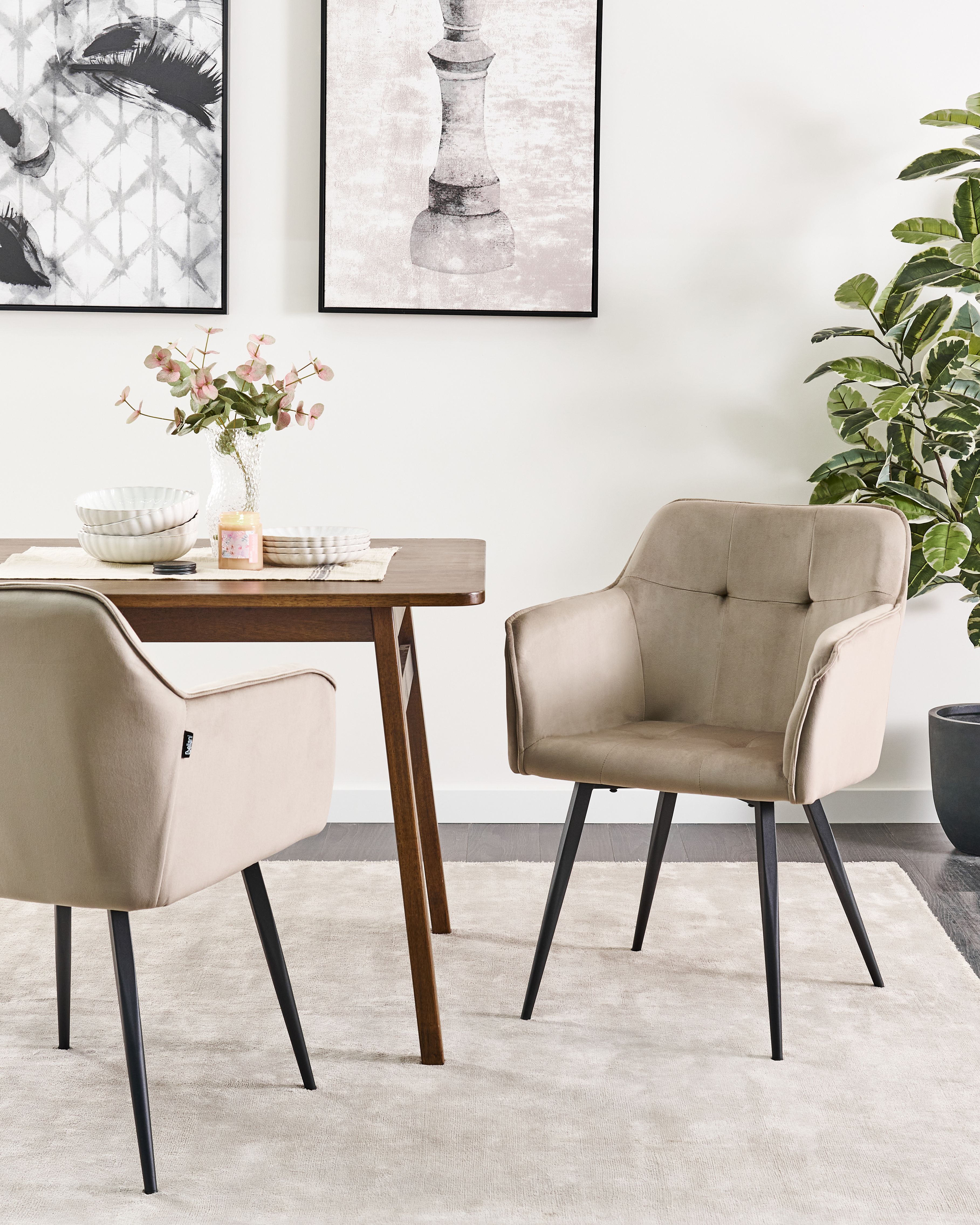 Set of 2 Dining Chairs JASMIN Velvet Taupe
