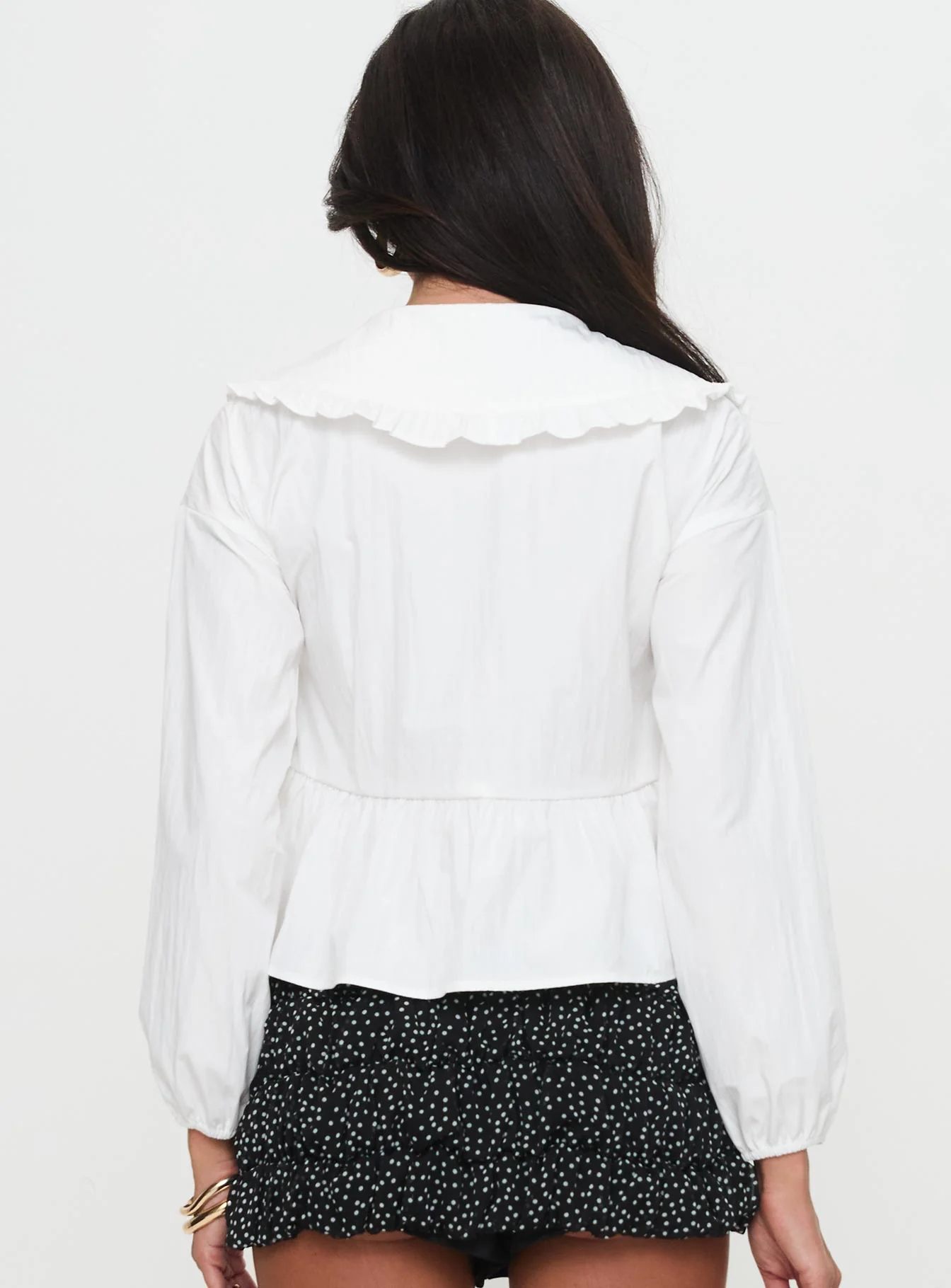 Princess Polly Floating Along Collared Long Sleeve Top White