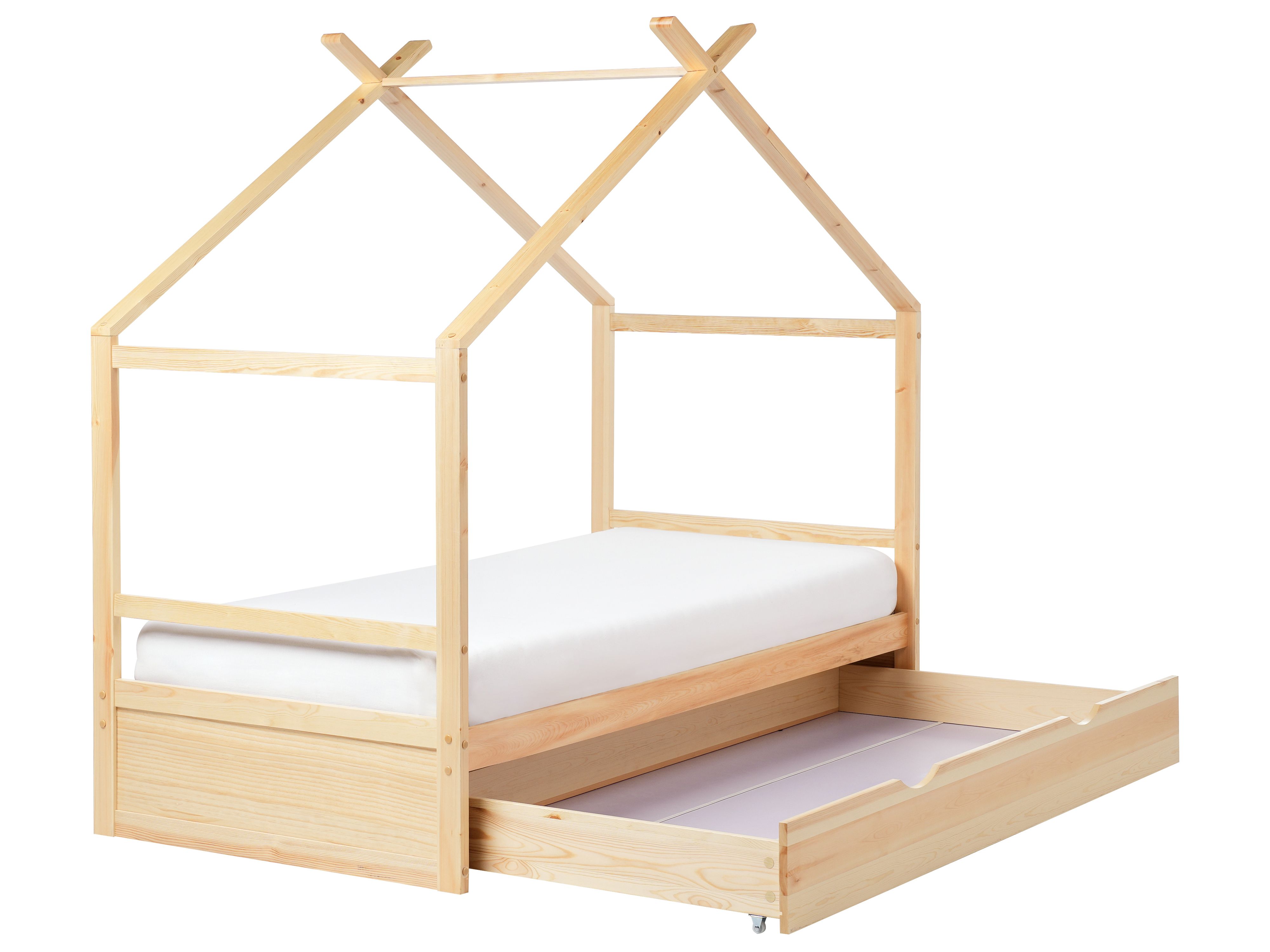 Kids Bed House Pine Wood ORGEVAL 90 x 200 cm (EU Single) with Storage Light Brown