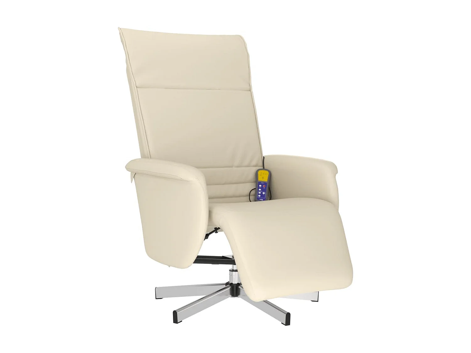 Fauteuil inclinable-Fauteuil salon de massage et repose-pieds crème similicuir SHL1629