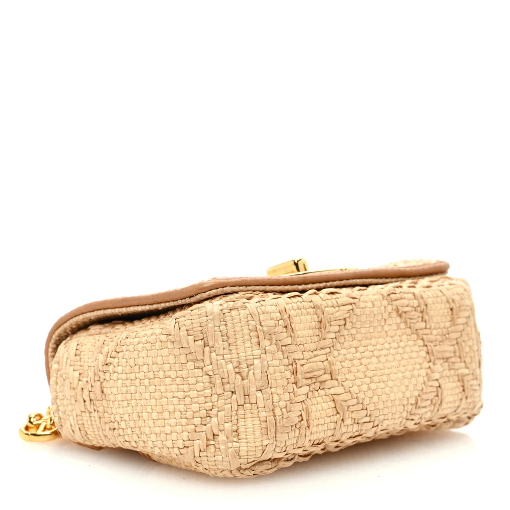 Dior Natural Raffia Macro Cannage Micro Caro Bag Gold Hardware Replica1:1High-quality replica