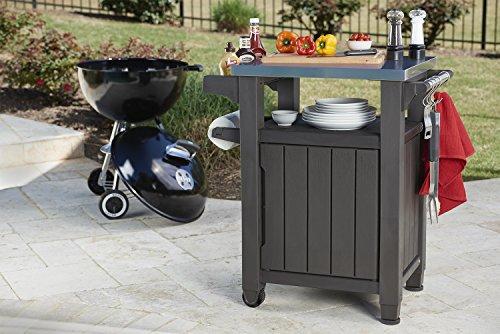 Portable Outdoor Table and Storage Cabinet with Hooks for Grill Accessories-Stainless Steel Top for Patio Kitchen Island or Bar Cart - Image 2