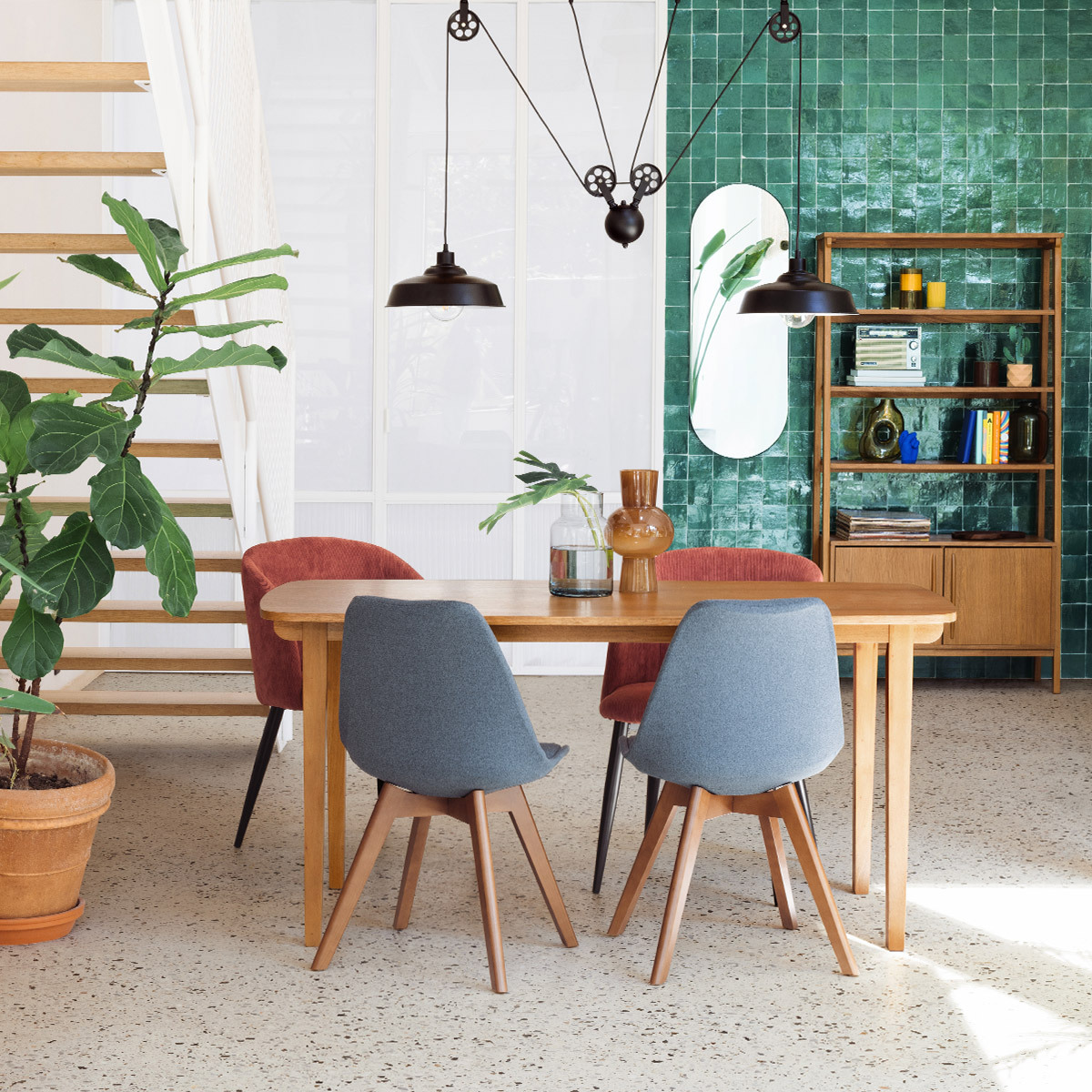 Suspension lamp "Ezio" Black metal, L.120 cm