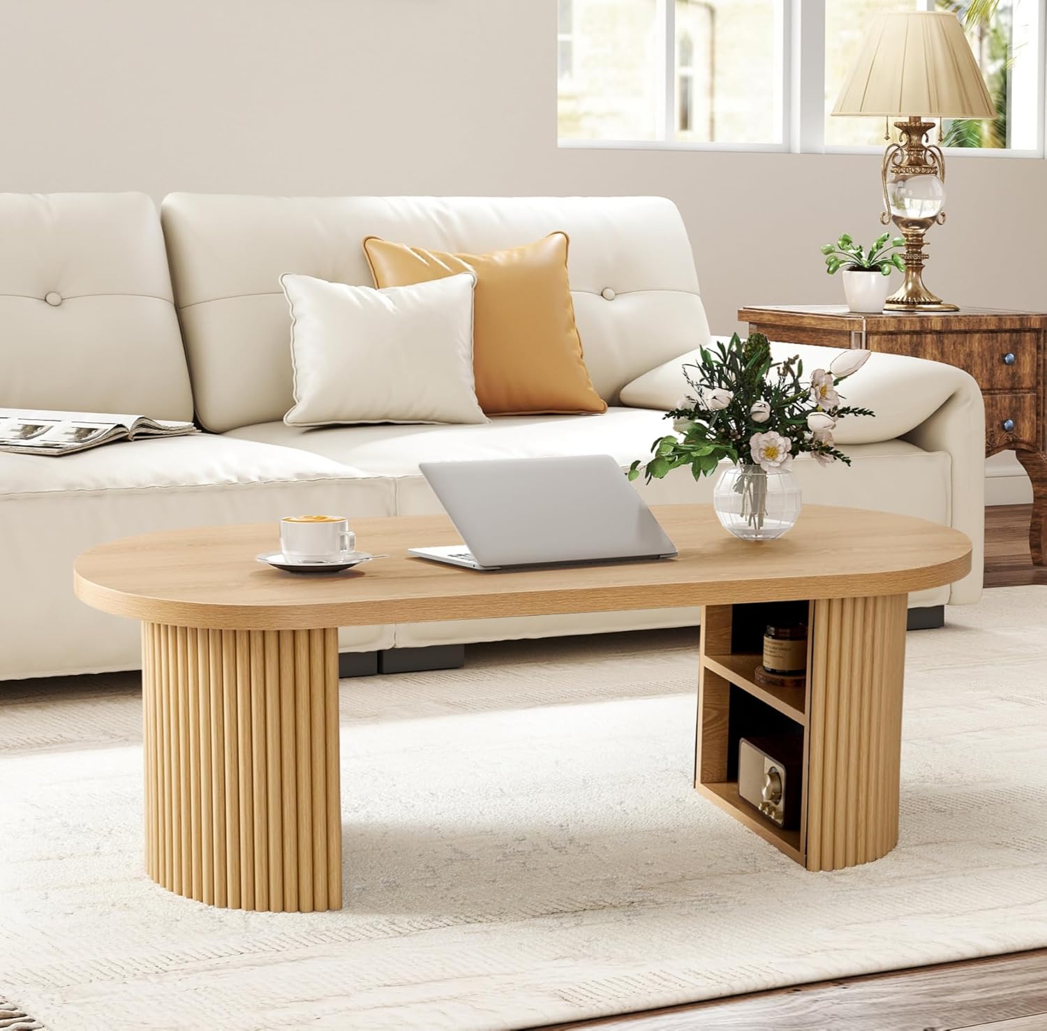 Oval Fluted Coffee Table, 47