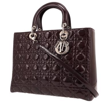 Dior Lady Dior handbag in plum patent leather