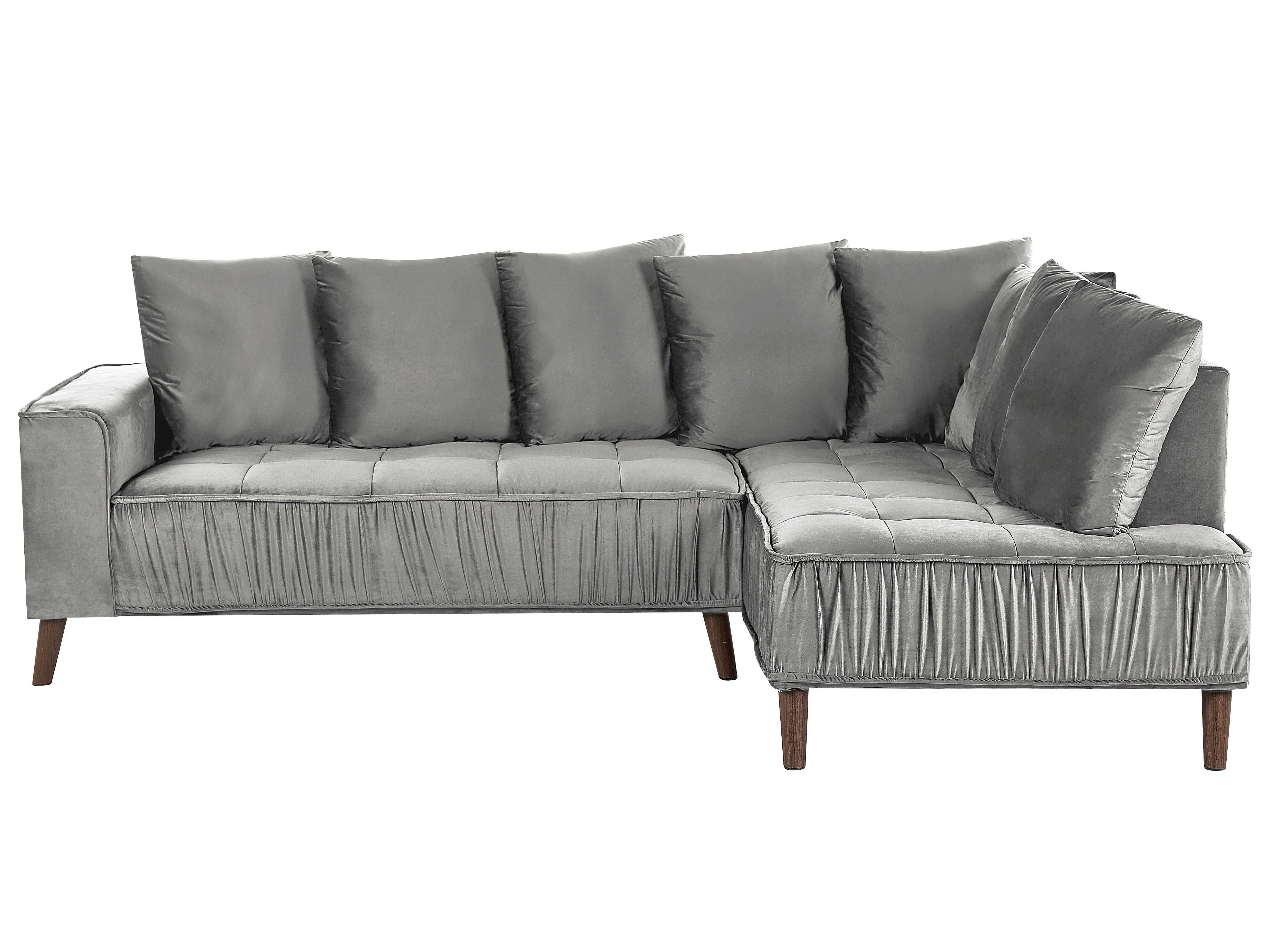 Corner Sofa 3 Seater GRENA Velvet Light Grey Left Hand