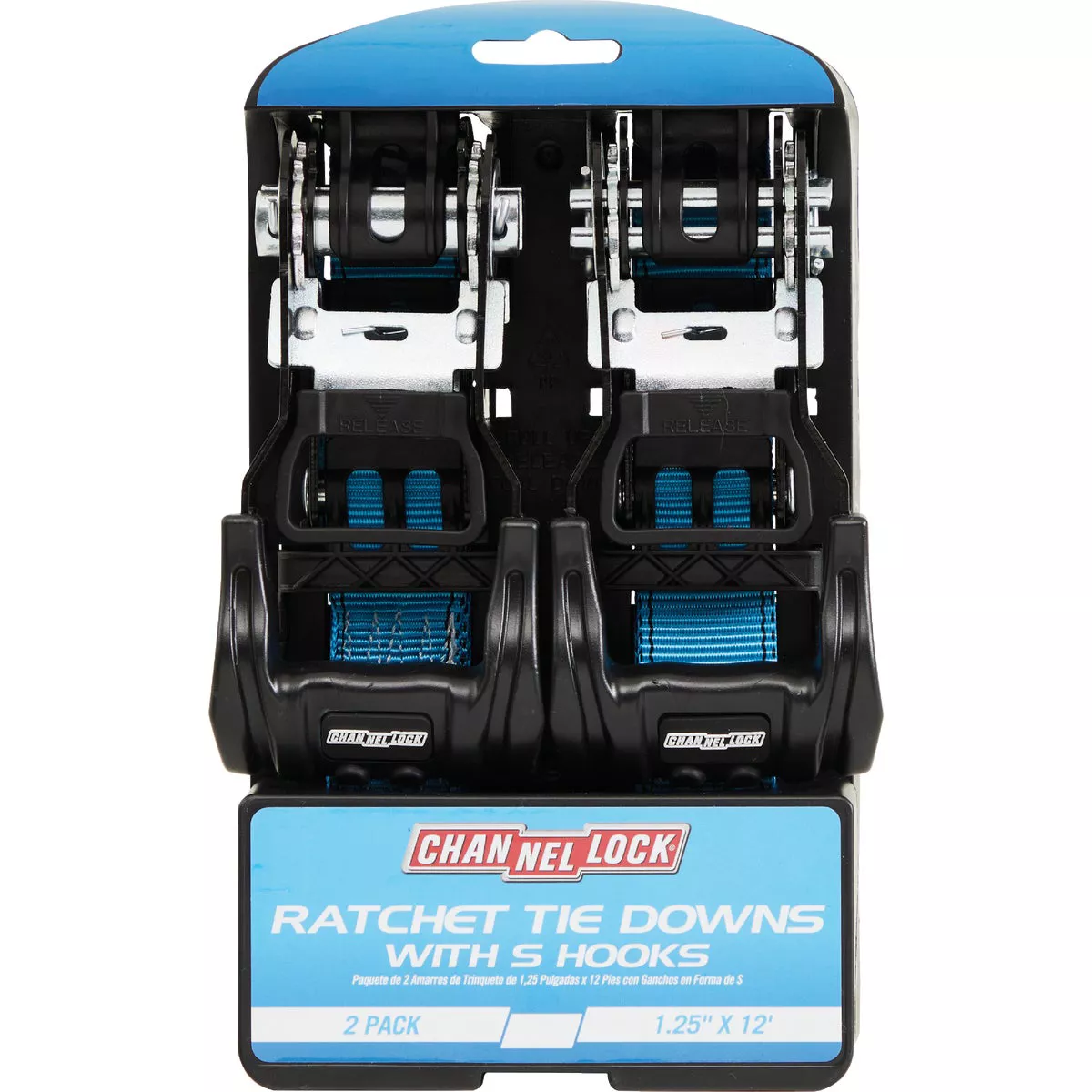 Channellock 1.25 In. x 12 Ft. Ratchet Tie Down With S Hooks (2-Pack)