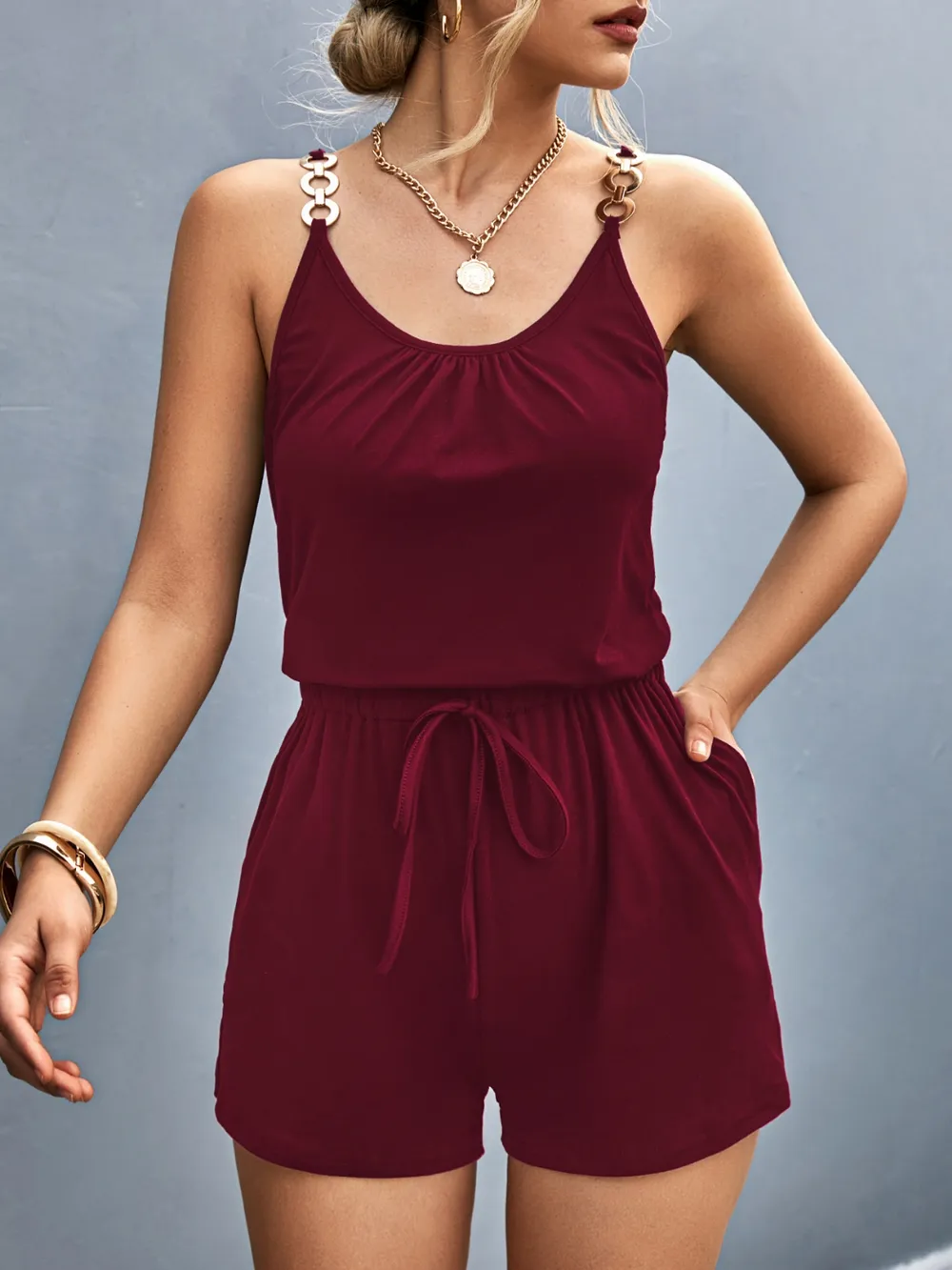 Scoop Neck Romper with Pockets - ZKZOOK