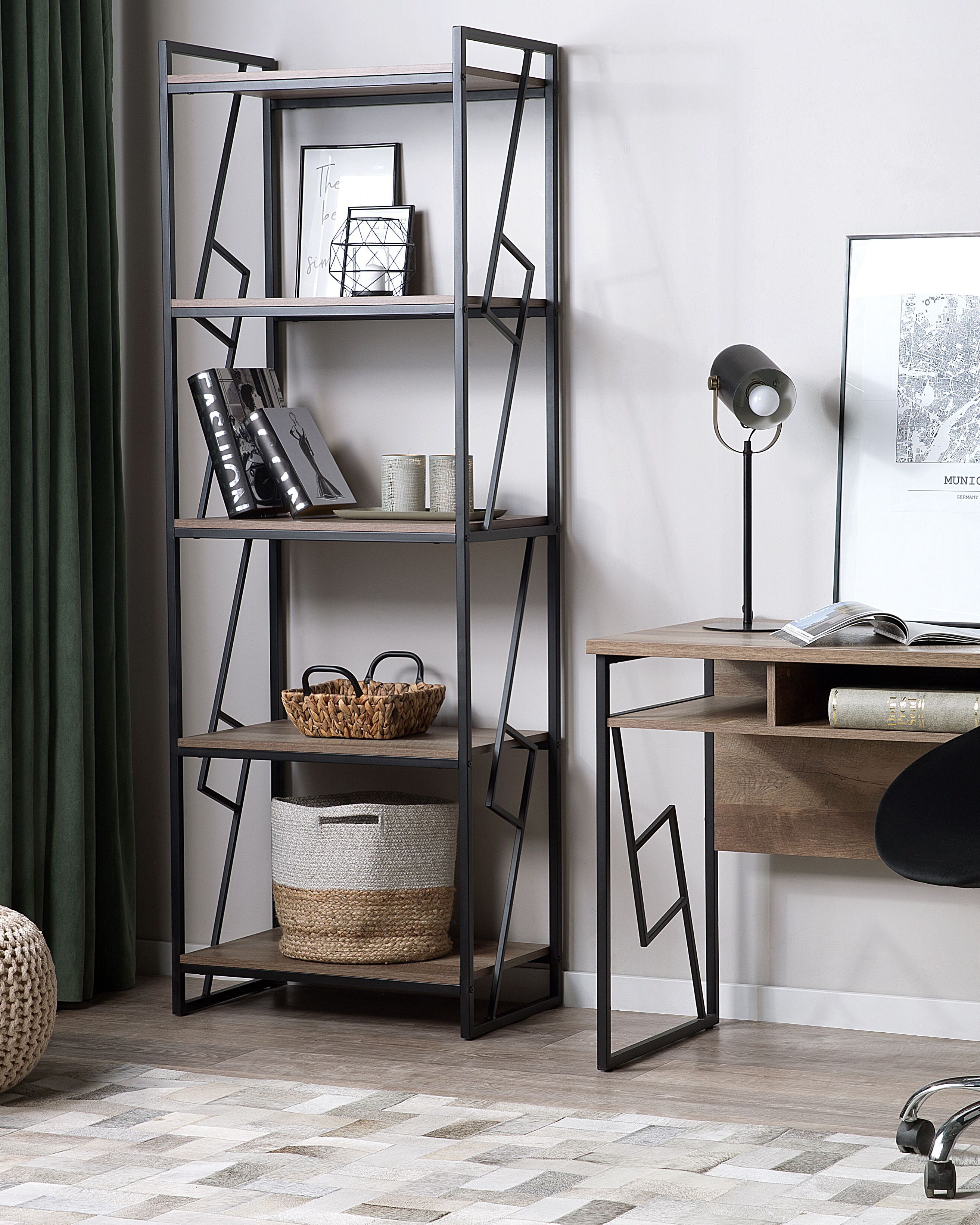 5 Tier Bookcase FORRES 184 cm Brown/ Black