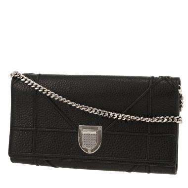 Dior Diorama Wallet on Chain handbag/clutch in black grained leather1:1High-quality replica