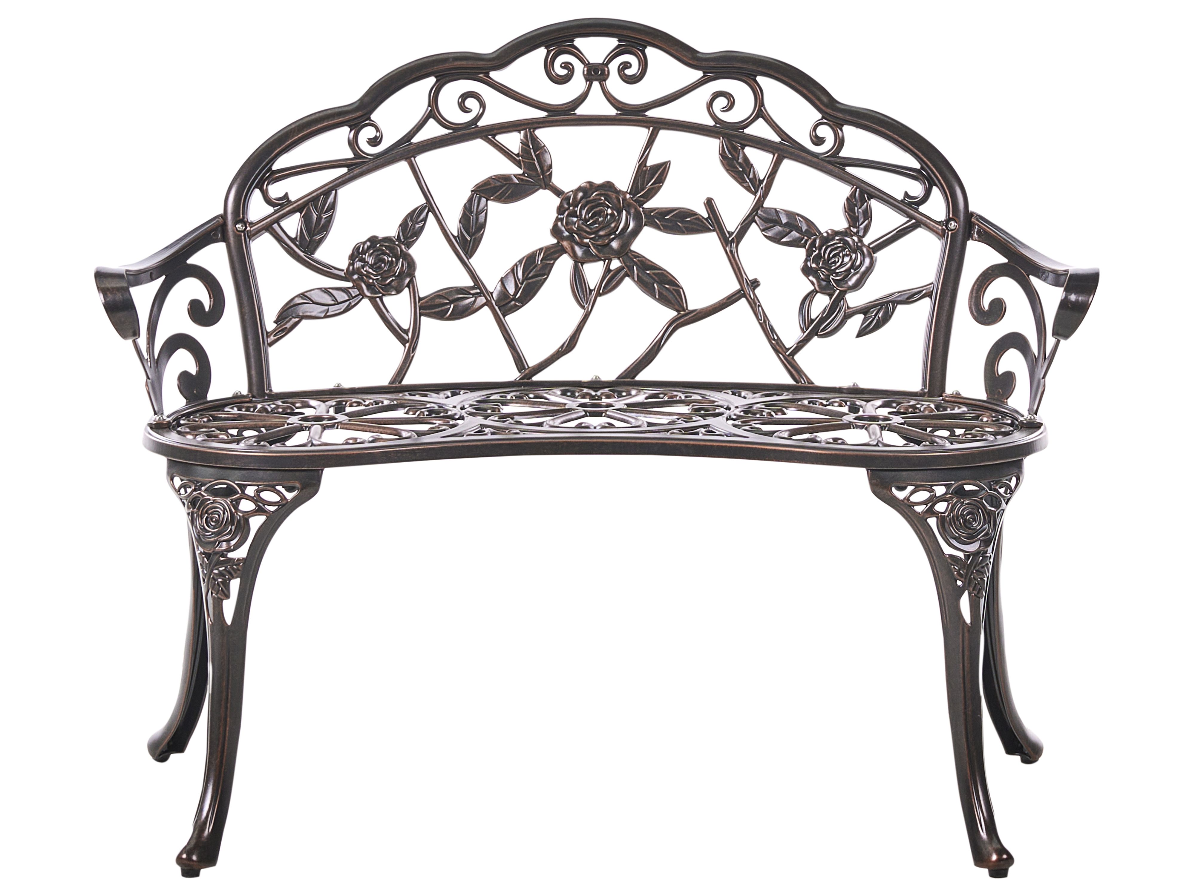 Garden Bench PIURA 88 cm Metal Dark Brown