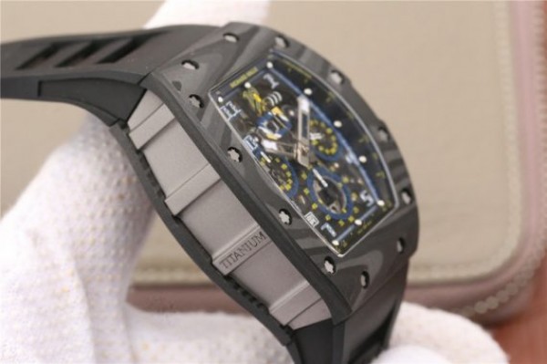 Replica Richard Mille RM011 SS Felipe Massa 10th Anniversary KVF Crystal Skeleton Dial Blue Black Rubber Strap A7750 - Top club