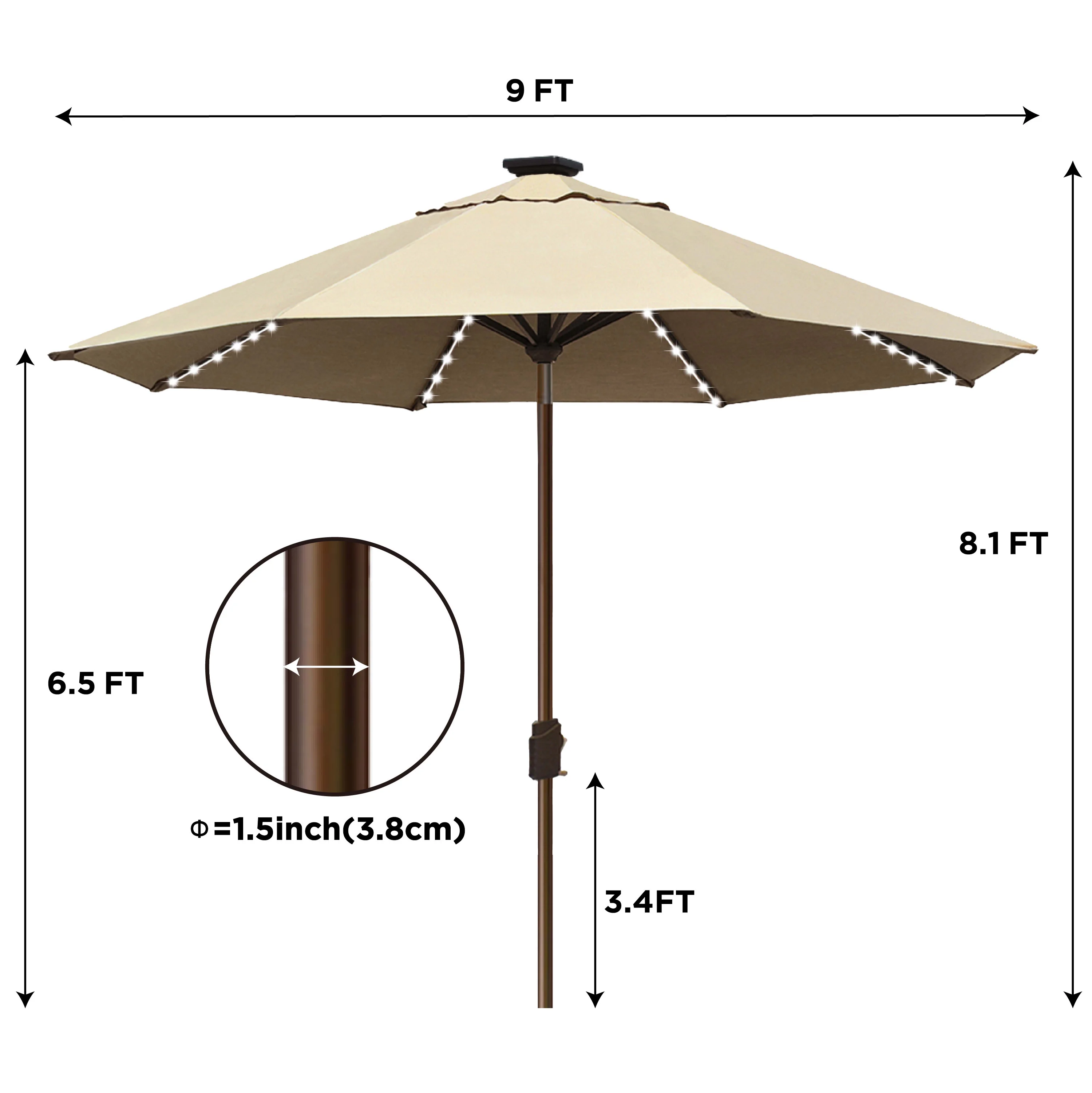 EliteShade Sunbrella Solar Umbrellas 9ft Market Umbrella with 80 LED Lights Patio Umbrellas Outdoor Table Umbrella with Ventilation and 5 Years Non-Fading Top,Ruby - Image 20