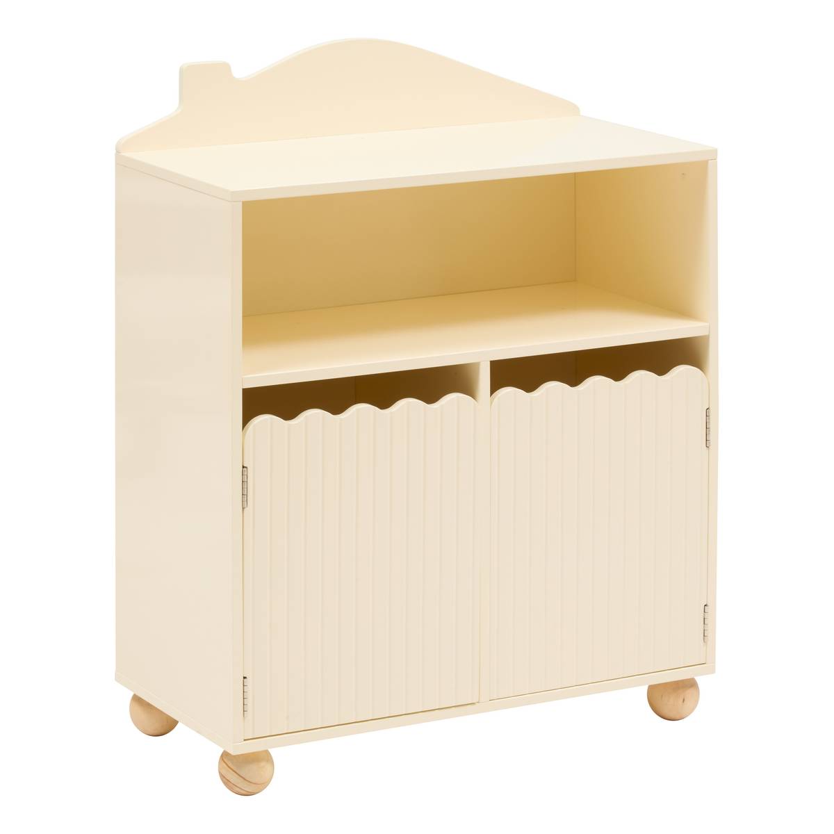 Children's bookcase 2 doors 1 shelf "Bouli" Beige, 75.5x60 cm