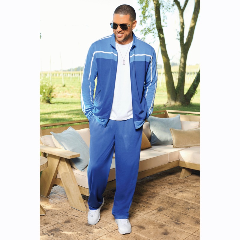 Carl Men's 2-Piece Colorblock French Terry Active Set - MIDNIGHT VELVET CATALOG