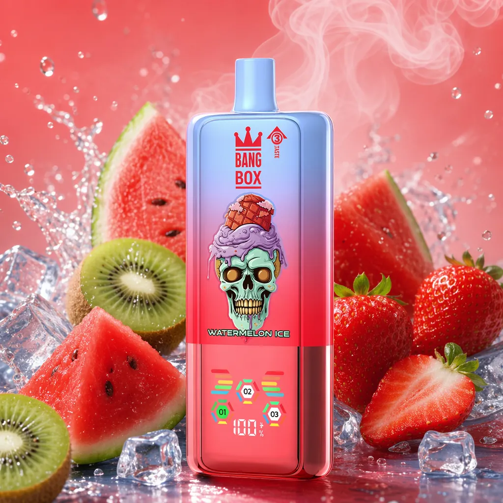 BANG BOX 80 000 puffów 3w1 – Watermelon Ice; wskaźnik smaku 01/02/03 i poziom baterii