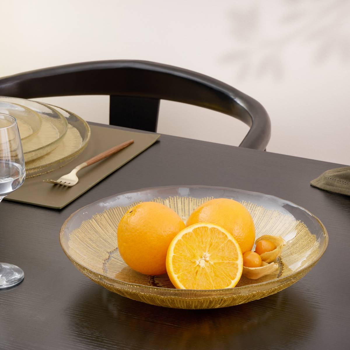 Serving platter "Celeste" Glass, D.30 cm, Gold
