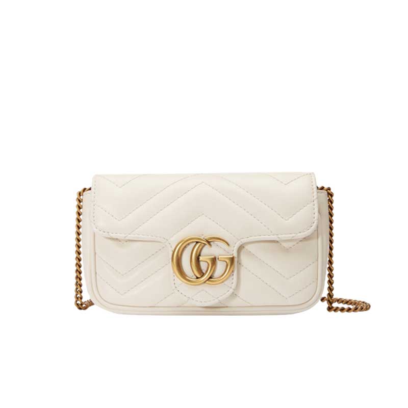 GG Marmont leather super mini bag White matelassé chevron – GB162