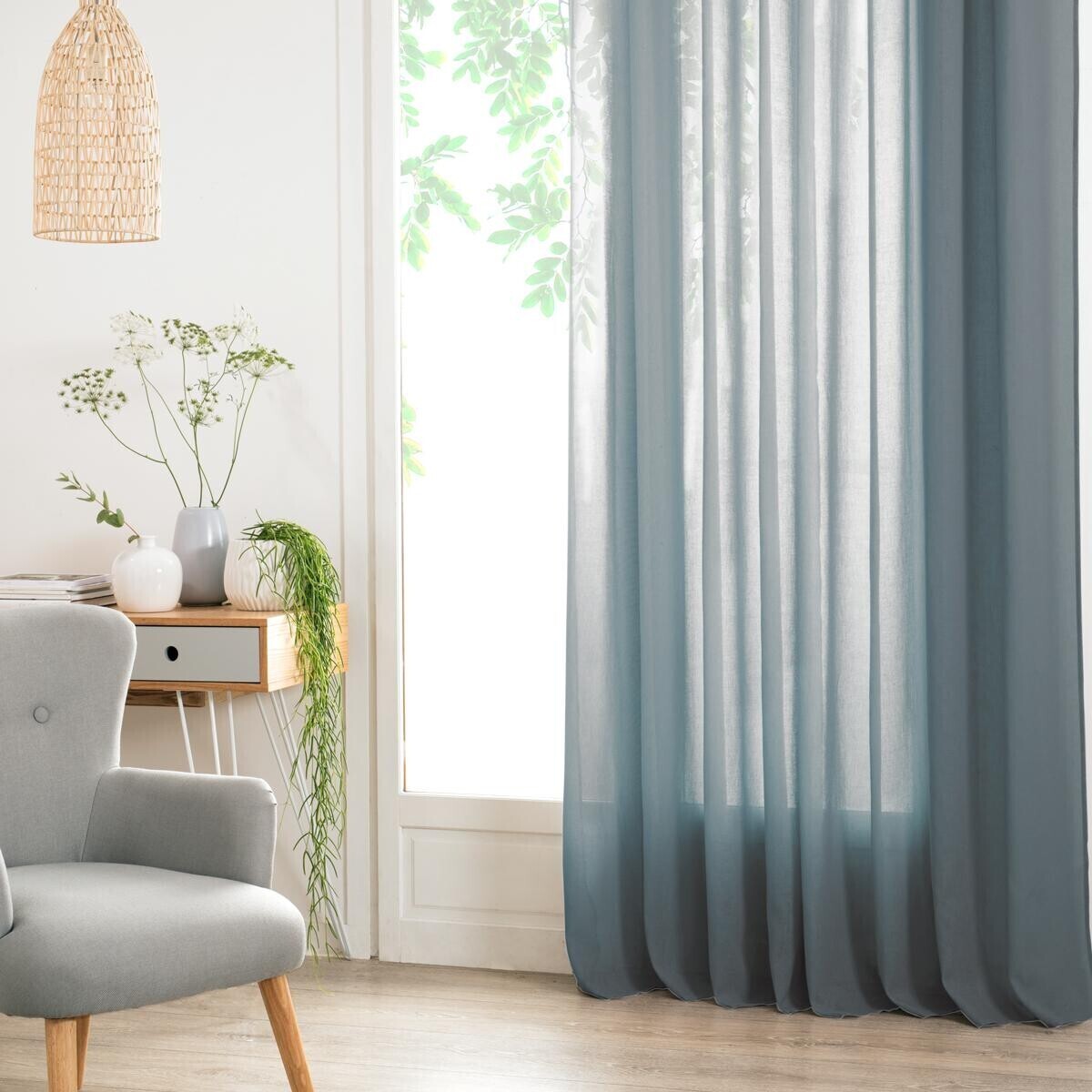 Sheer curtain "Ana" Storm blue, 140x240 cm