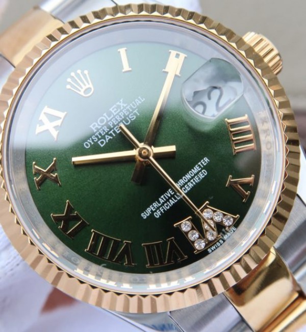 Replica Rolex DateJust 31mm 178383 RG Fluted Bezel Blue Dial A2235 - Top club