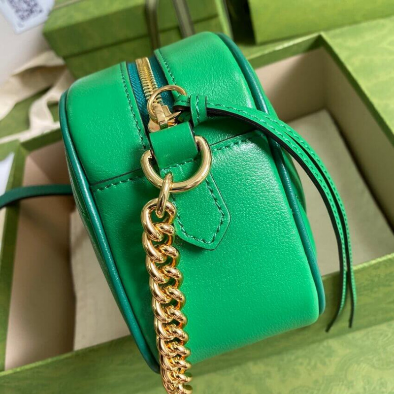 Replica Gucci Gg Marmont Small Shoulder Bag 447632 Green And Emerald Leather1:1High-quality replica