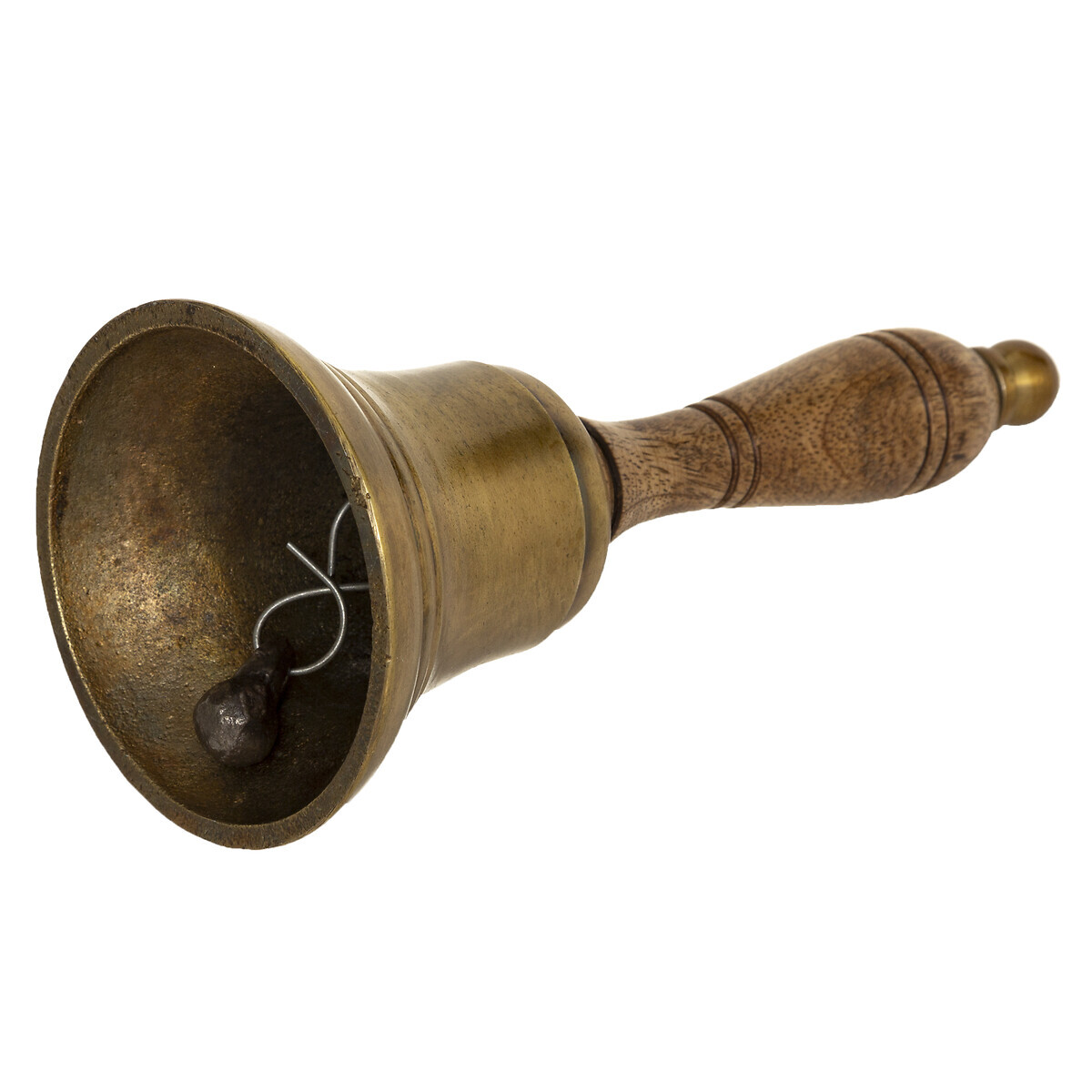 Metal bell Mango wood handle, D.7,5 cm