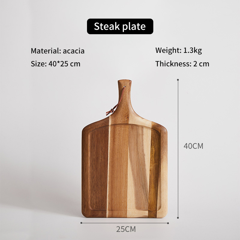 Kitchen Wood Round Pizza Serving Board Food Tray Rectangular Acacia Wooden Steak Plate Chopping Board