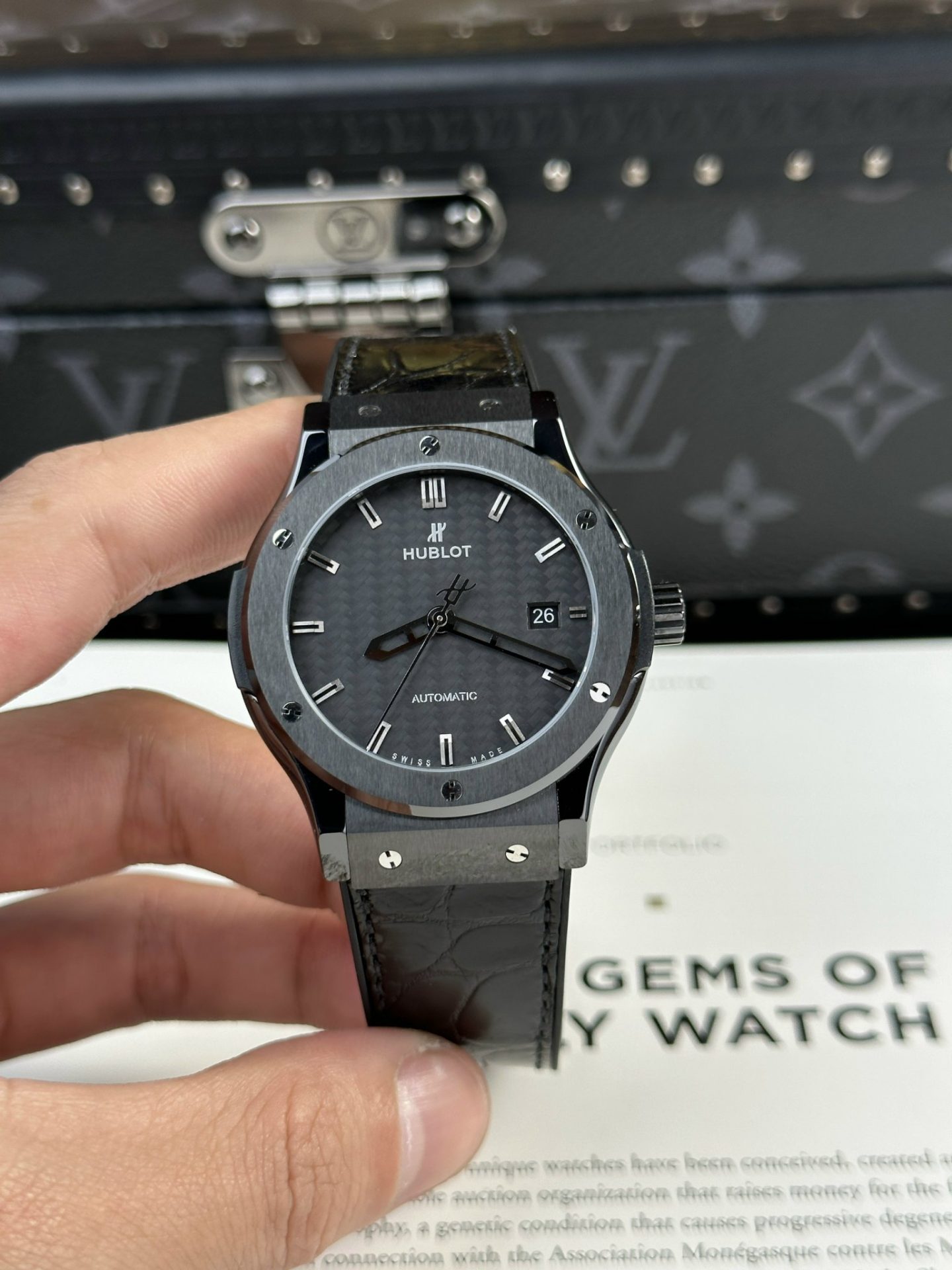 Hublot Classic Fusion Replica Watch Refined Ceramic Carbon Dial 42mm - Elite Watch Atelier