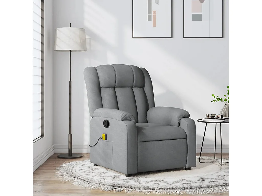 Fauteuil inclinable-Chaise de relax-Fauteuil de Massage gris clair tissu SHL4961