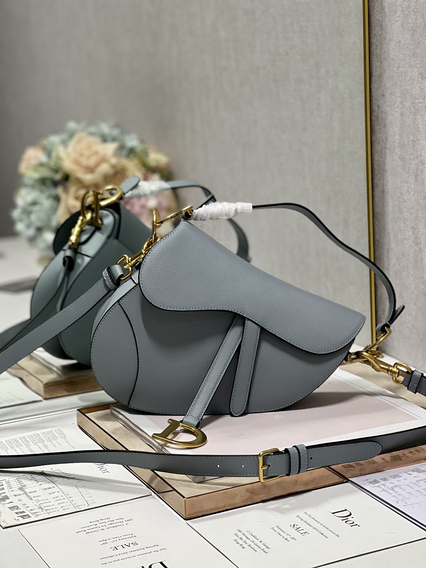 Dior Christian Dior Saddle Bag With Strap Grey For Women 10in/25.5cm1:1High-quality replica