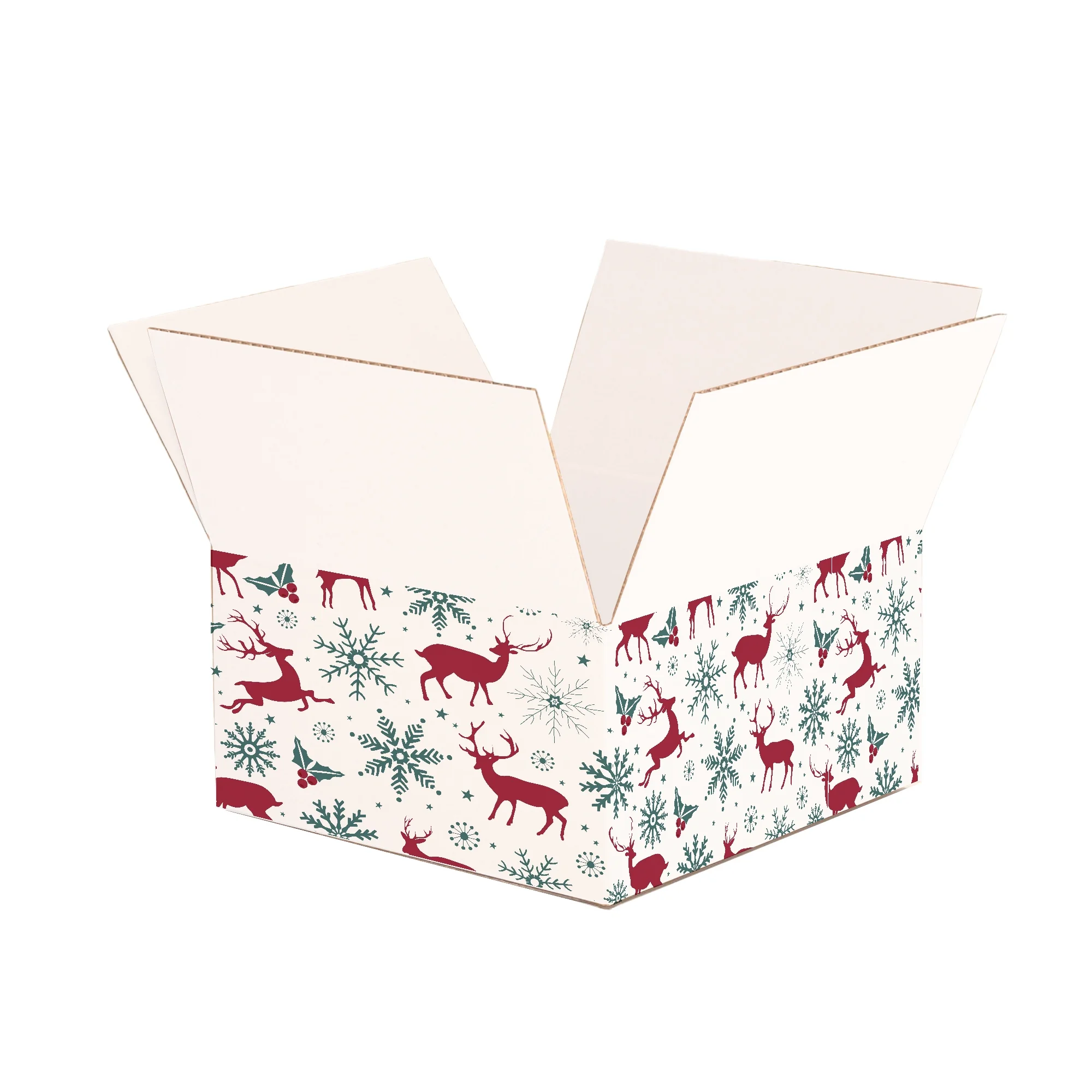 Ucanpack Christmas Packing Boxes 8x6x4 inch - 100 Pack Vintage Reindeer Printed Square Christmas Boxes - Holiday Shipping Box Made in USA Christmas Shipping Boxes Large