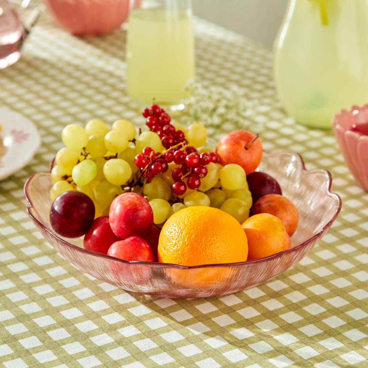 Salad Bowl "Rose Blossom" Glass, 26x26 cm