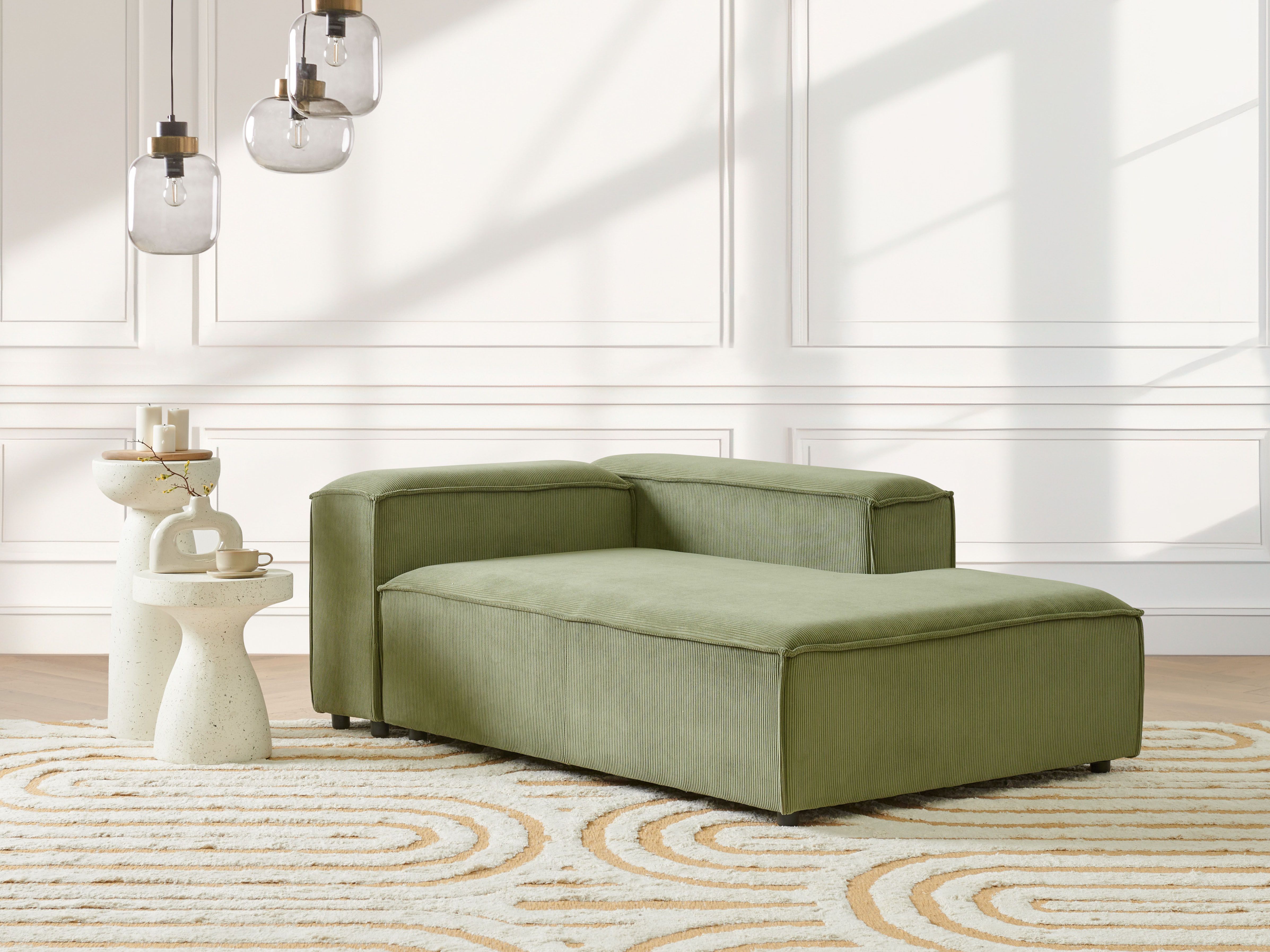 Left-Hand Chaise Lounge ARDAL Corduroy Green