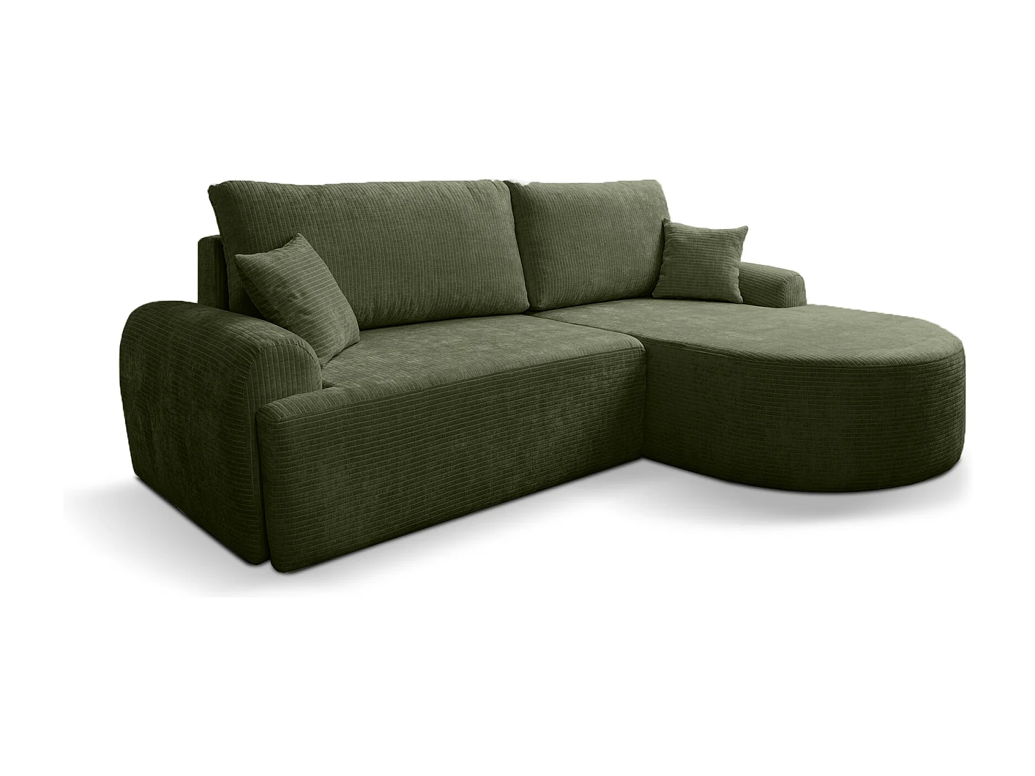 Canapé d'Angle droit avec fonction de couchage ARTE PREMIUM coffre en velours côtelé vert bouteille du fabricant - VINOTTI
