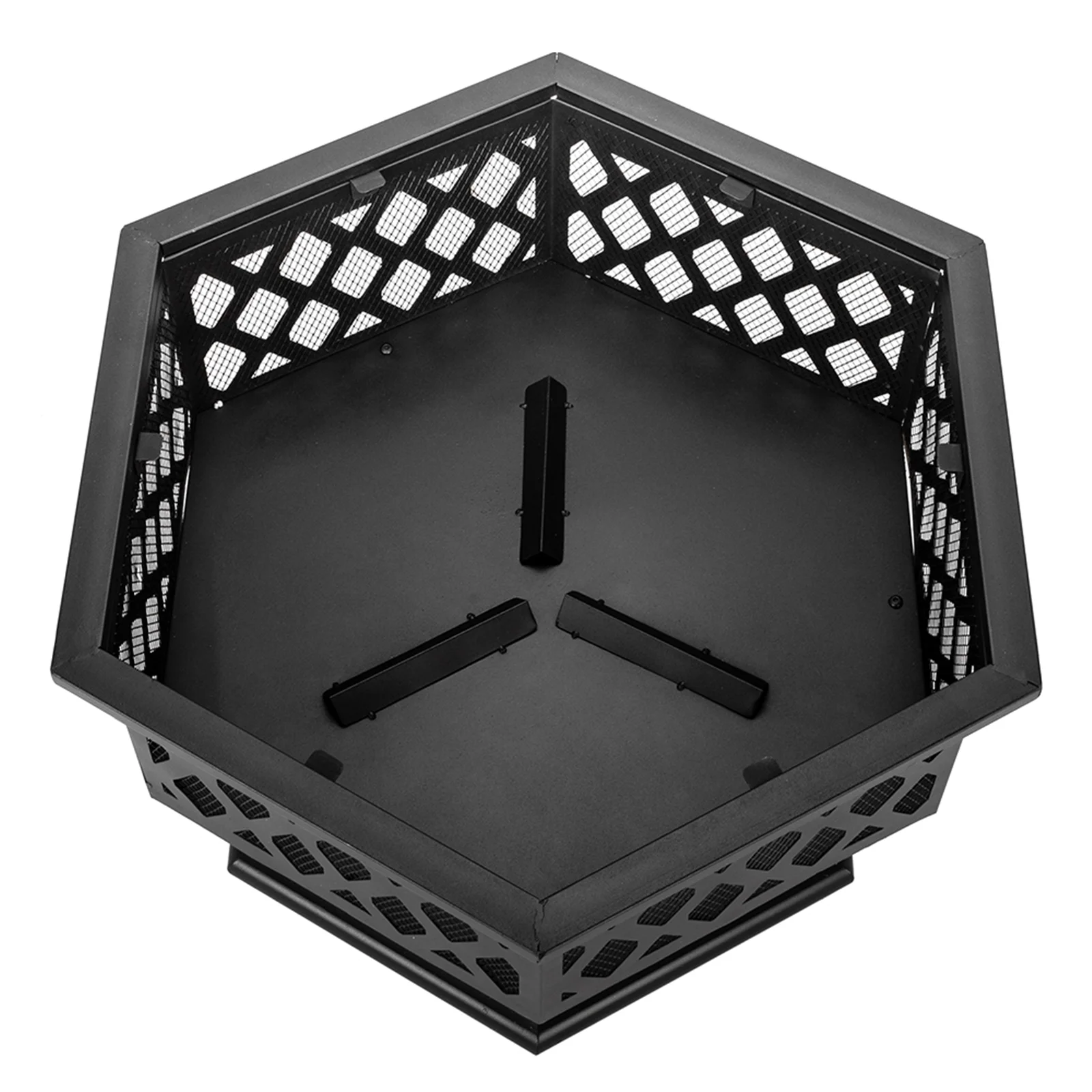 Outdoor Wood Burning Fire Pit, 24" Hexagon Metal Fire Pit for Patio with Poker, Spark Screen, Hex Shaped Fire Pit BBQ Grill, Garden Firepit Stove for Camping Picnic Bonfire Backyard, JA2419 - Image 6