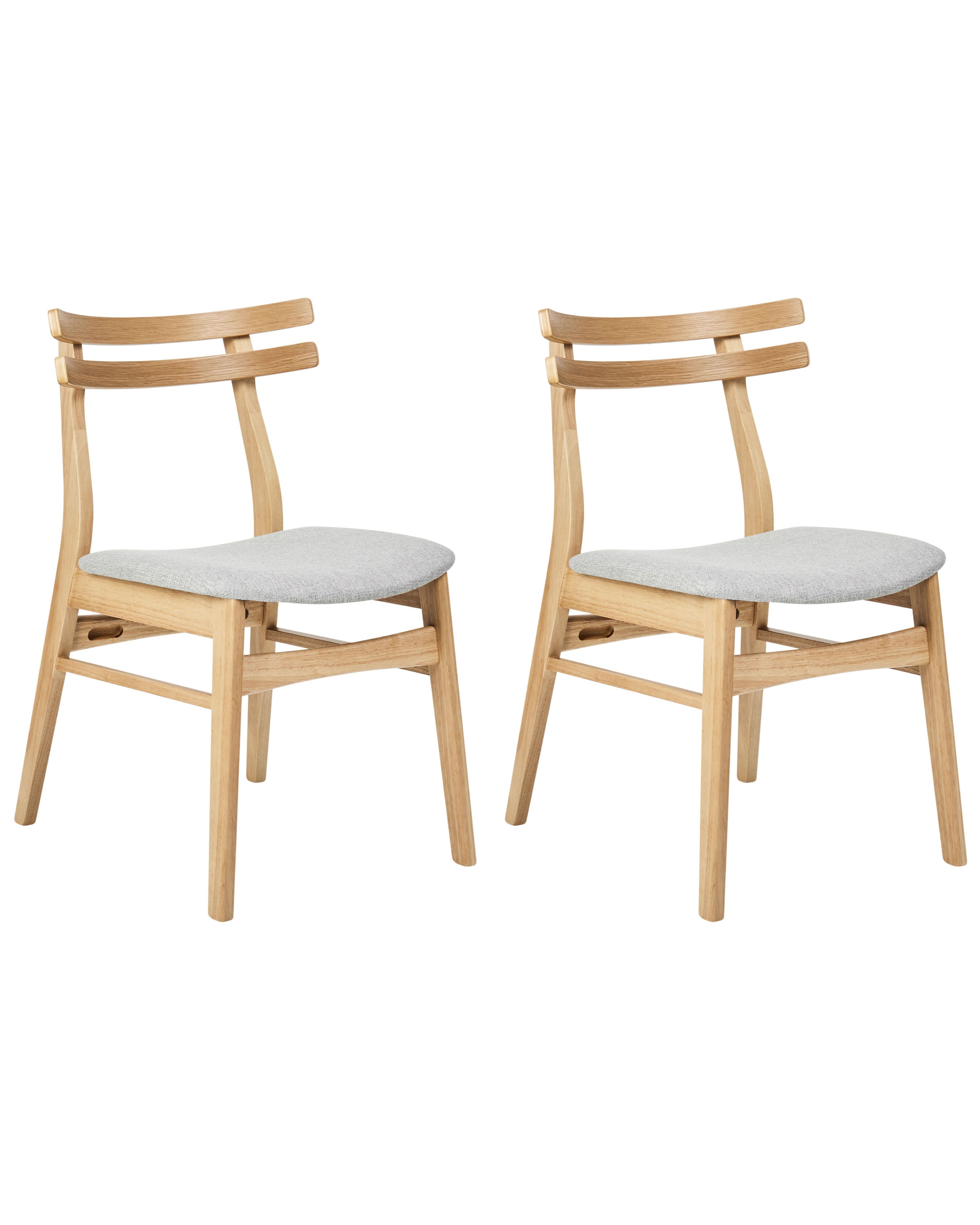 Set of 2 Dining Chairs CYNTHIANA Wood Light Brown/ Grey